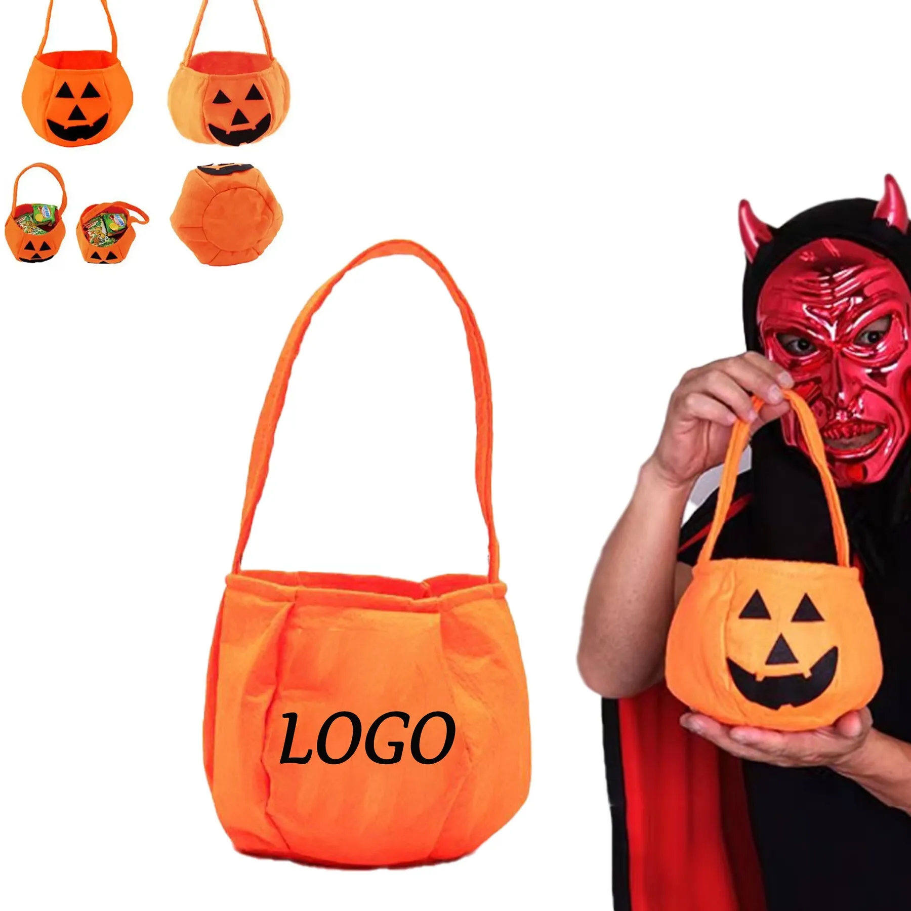 Halloween Candy Nonwoven Smile Three dimensional Pumpkin Bag 2