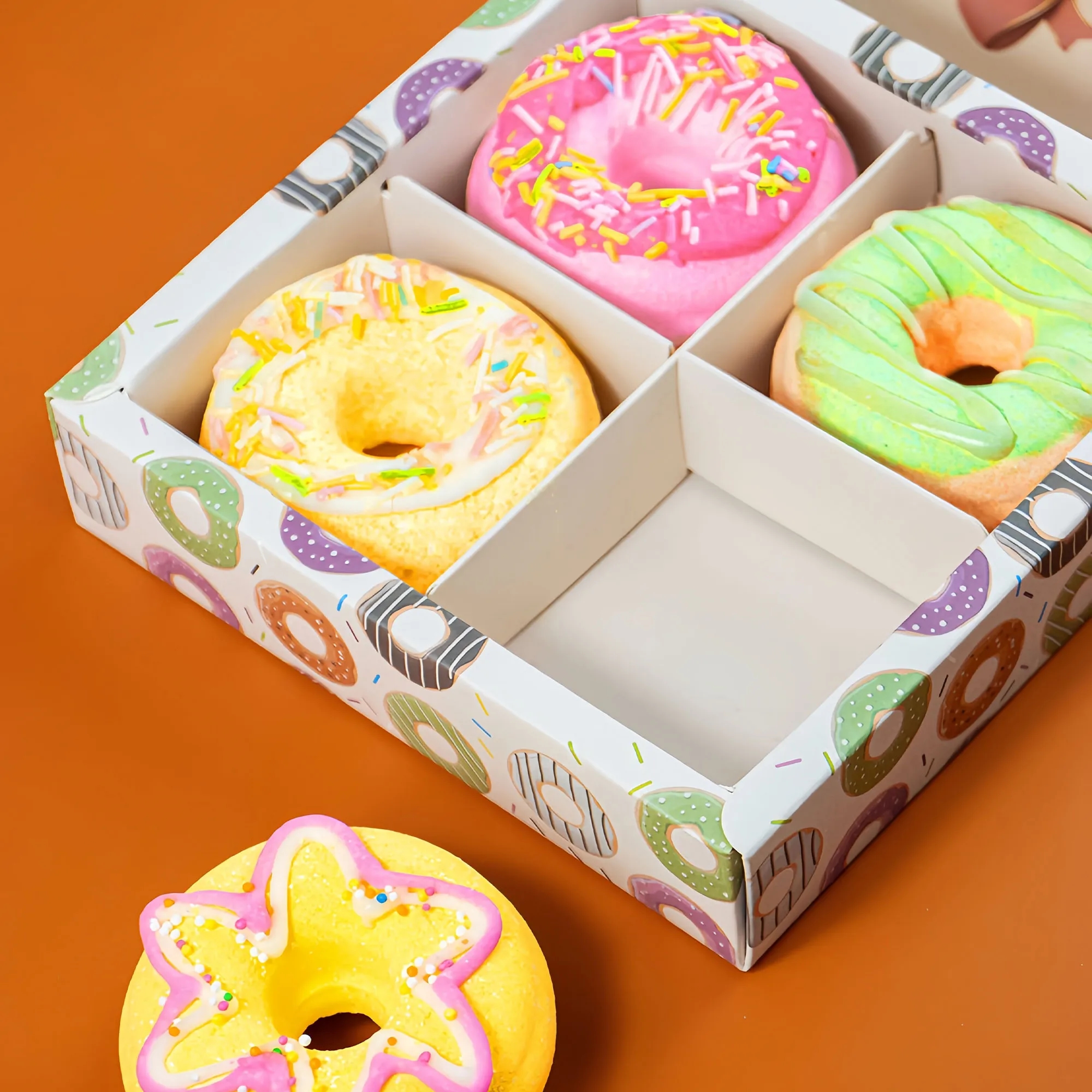 Colorful Donut Shaped Bath Bomb Gift Set Four Pack 3