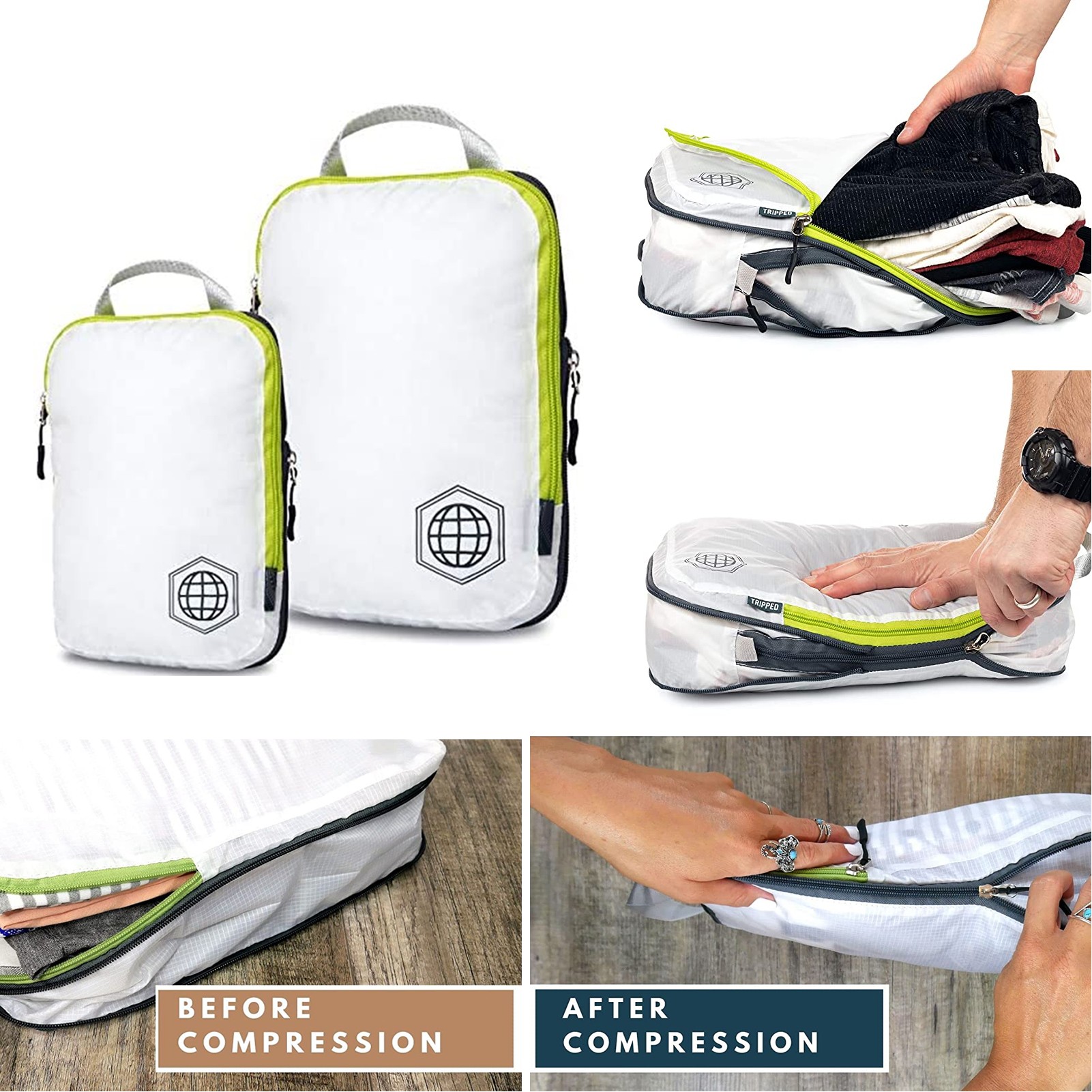 2 Set Compression Packing Cubes for Travel 3