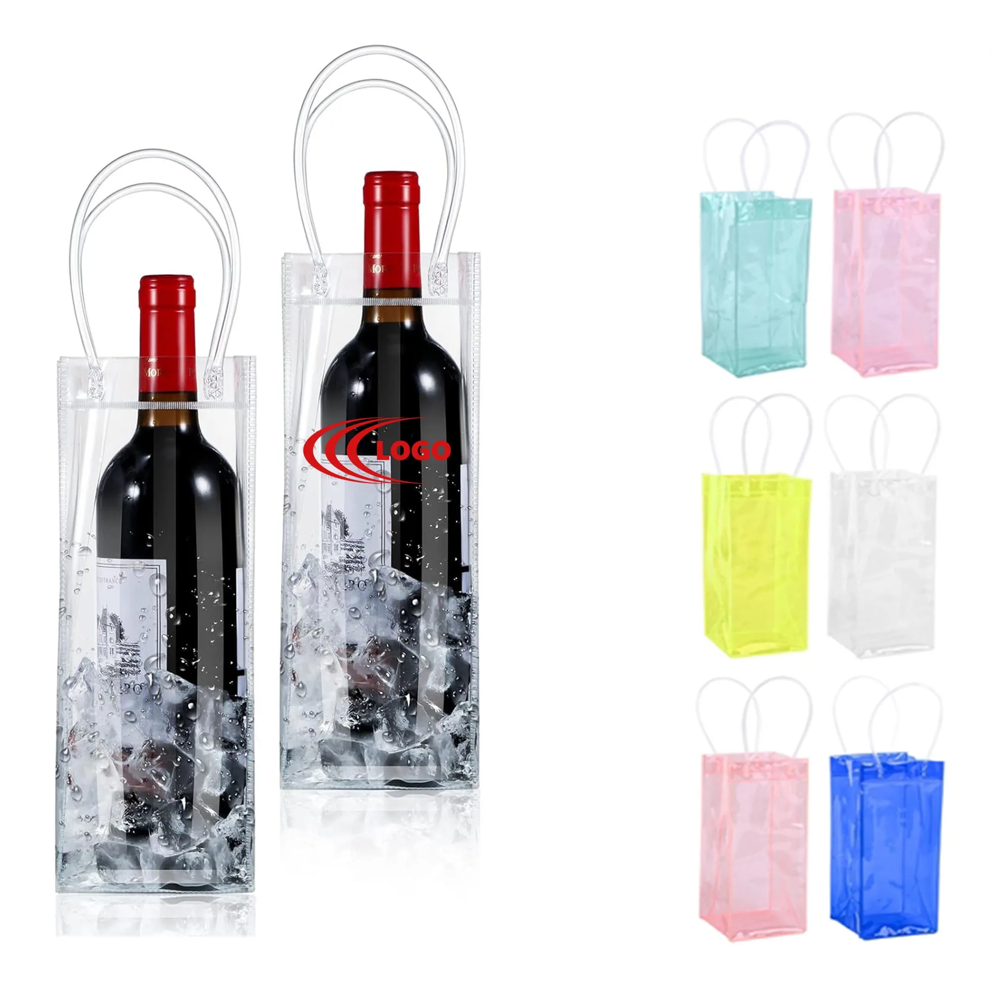 Colored Portable Collapsible Clear Wine Pouch 2