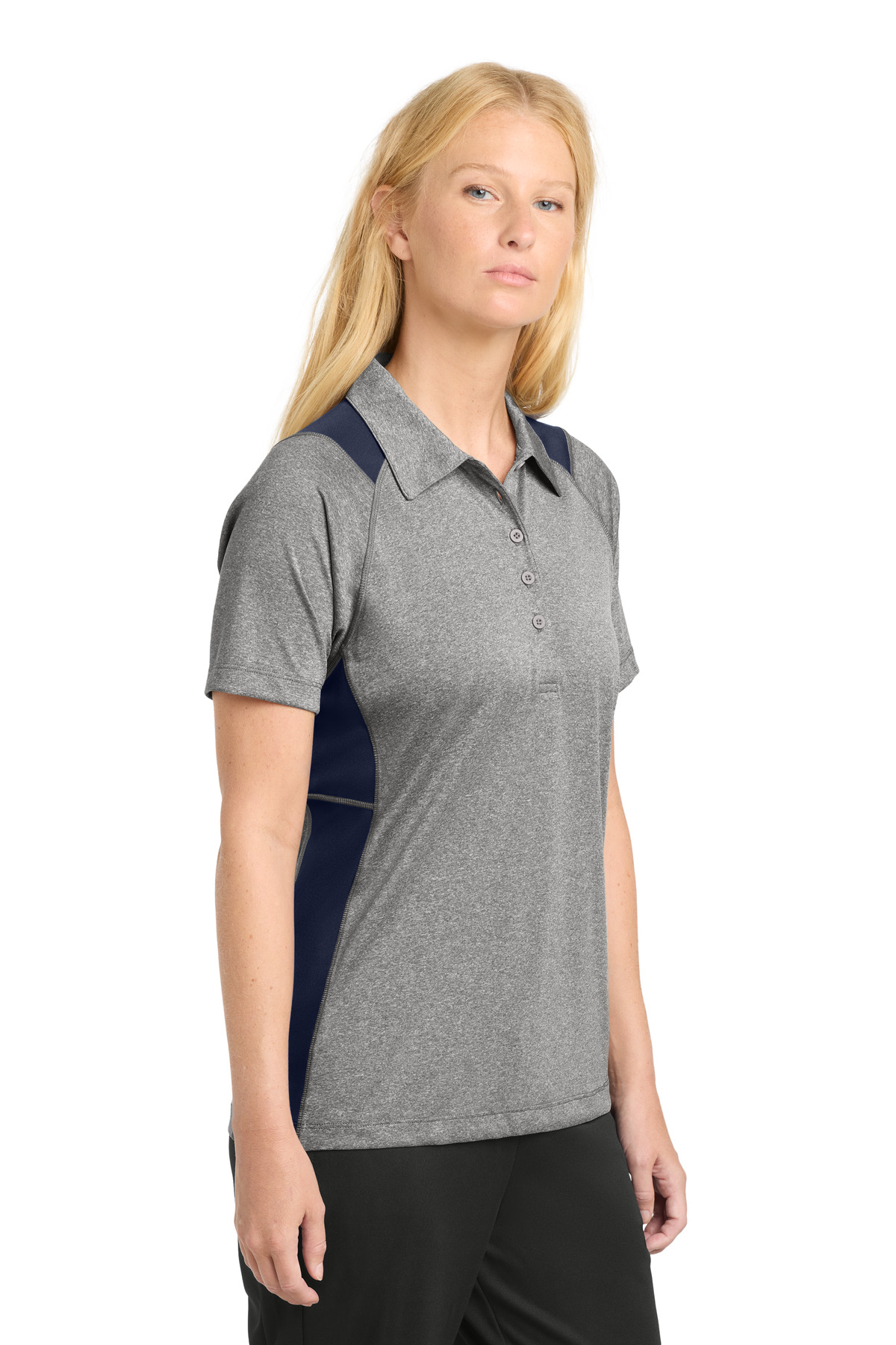 Sport-Tek Women's Heather Colorblock Contender Polo. LST665 14