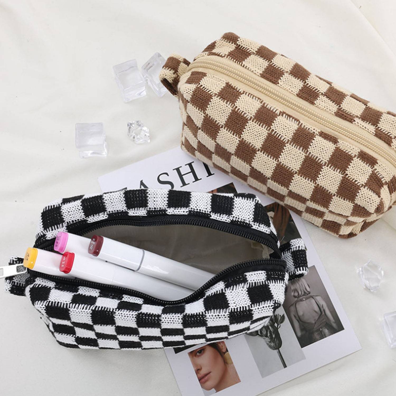 Checkered Makeup Bag 7