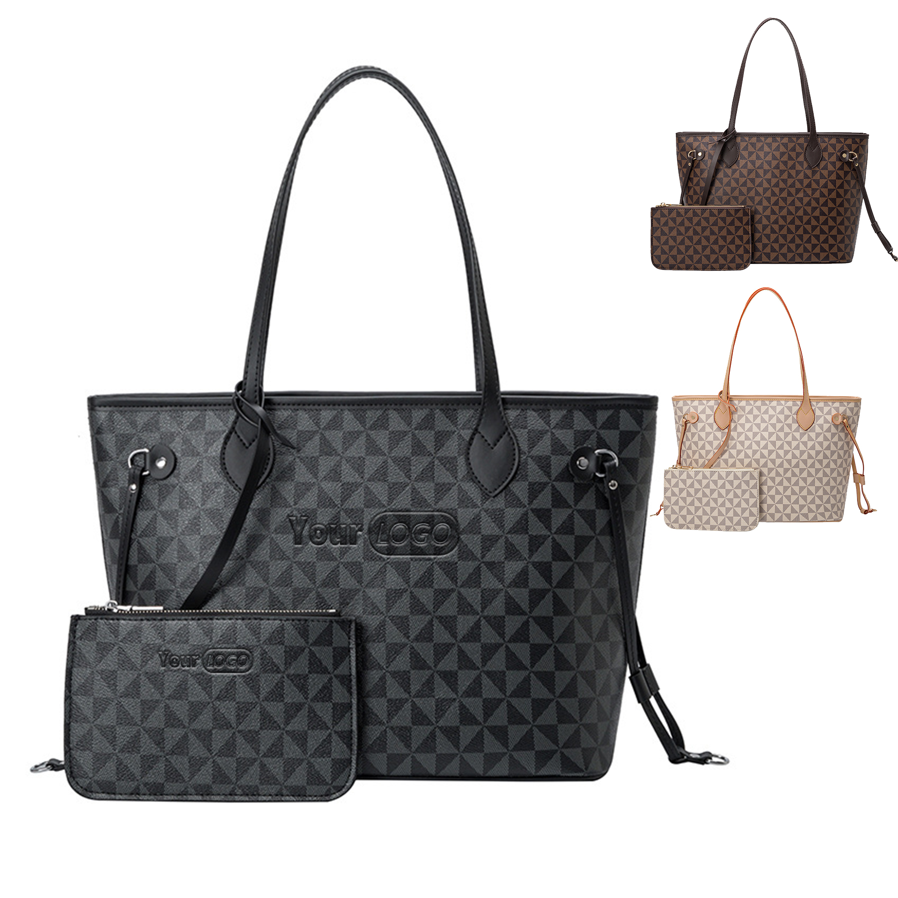 Pvc check Bucket type waterproof Tote bag women 6