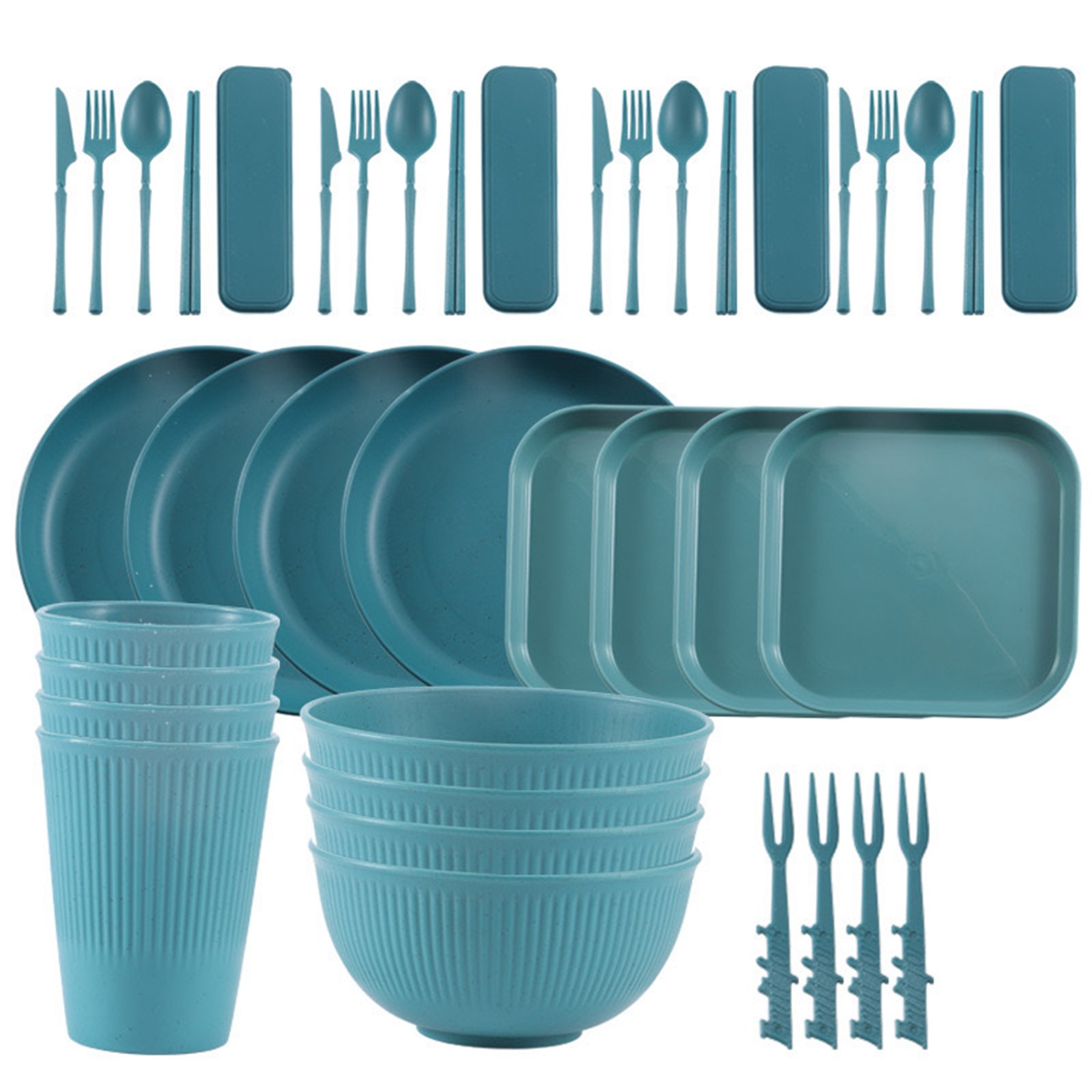 40 Pcs Wheat Straw Dinnerware Set 4