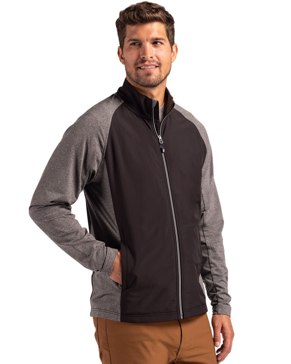 Cutter & Buck Adapt Recycled Soft Knit Stretch Mens Hybrid Full Zip Jacket 93