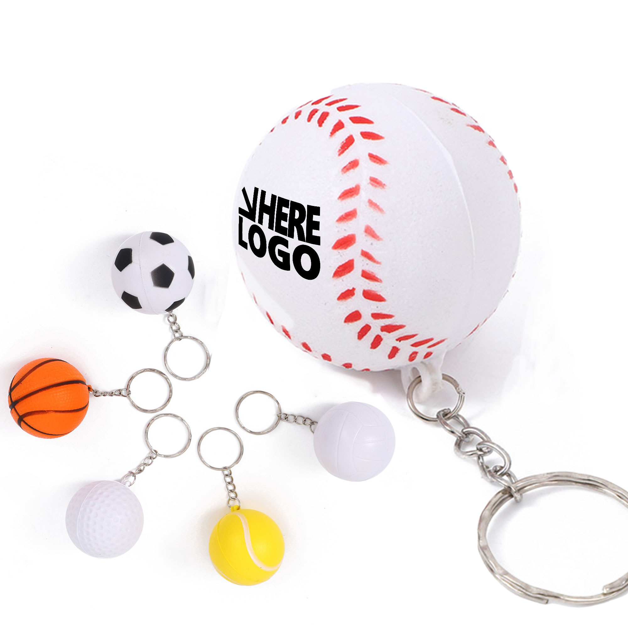 MOQ 20 Golf Ball Stress Reliever Key Chain 1