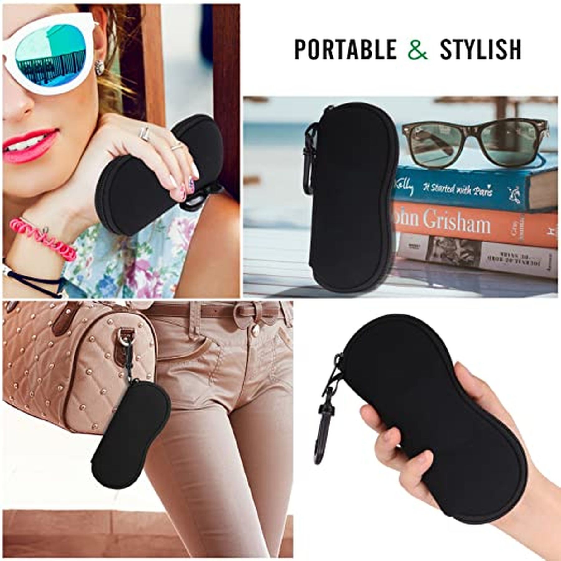 Neoprene Zipper Sunglasses Soft Case With Belt Clip 6