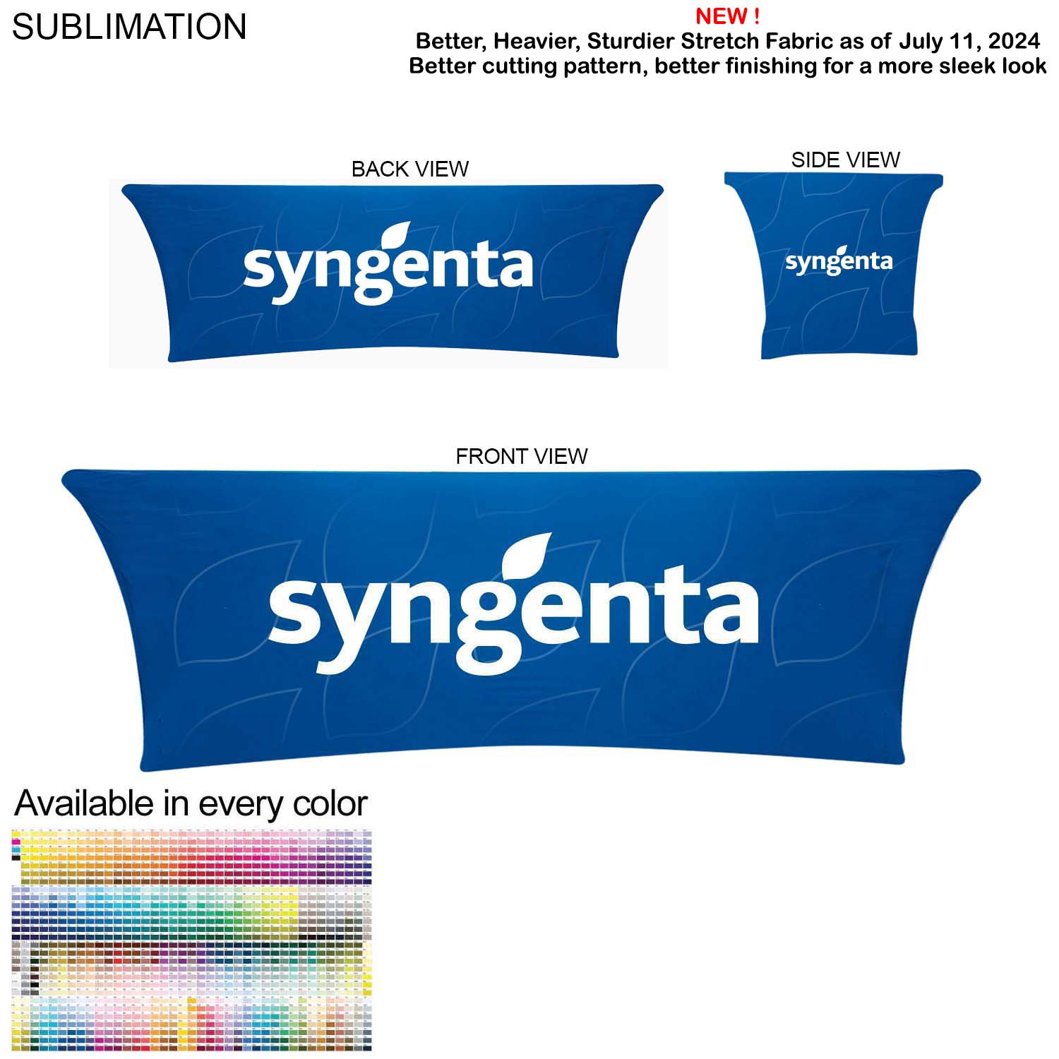 Sublimated Stretch Curved Fit Table Throw for 8ft table, 4 sided, Closed back 4