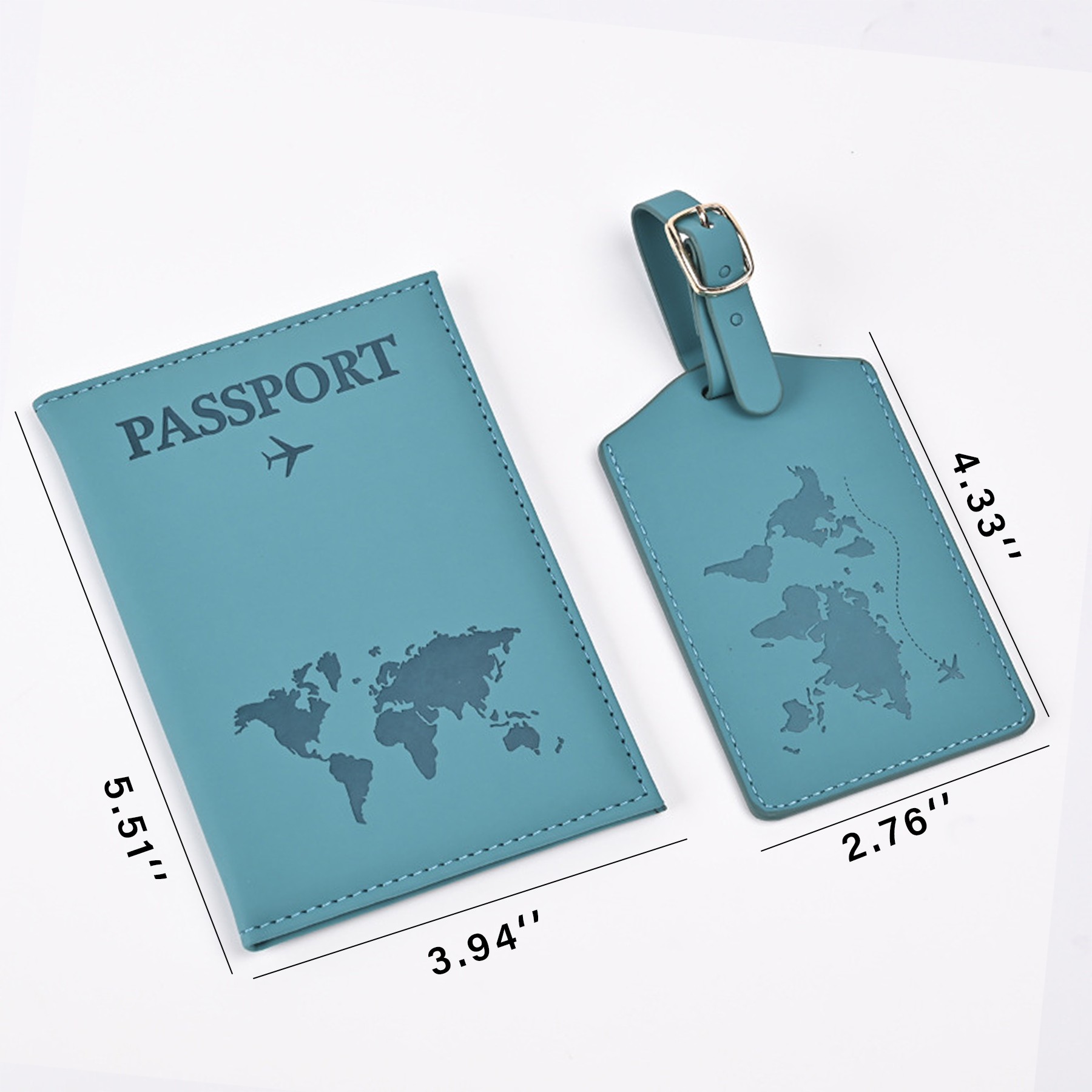 Leather Map Passport Holder And Luggage Tag Set 2