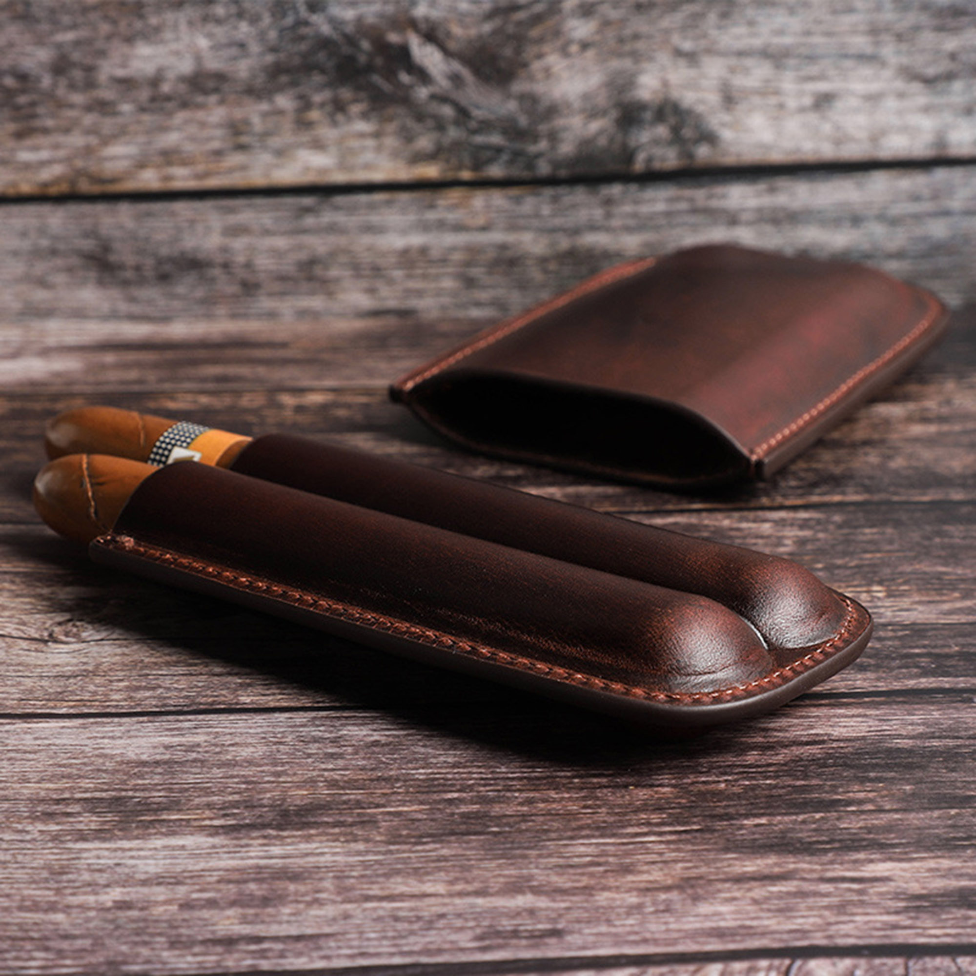 Portable Genuine Leather Cigar Case 2