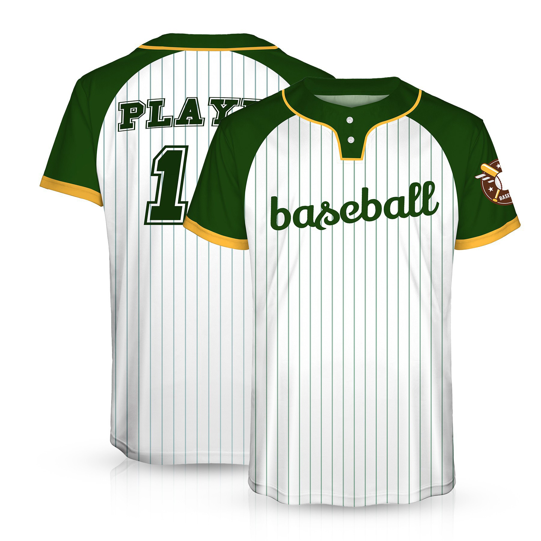 Custom 2-Button Front Baseball Jersey (Full Color Dye Sublimated) 3