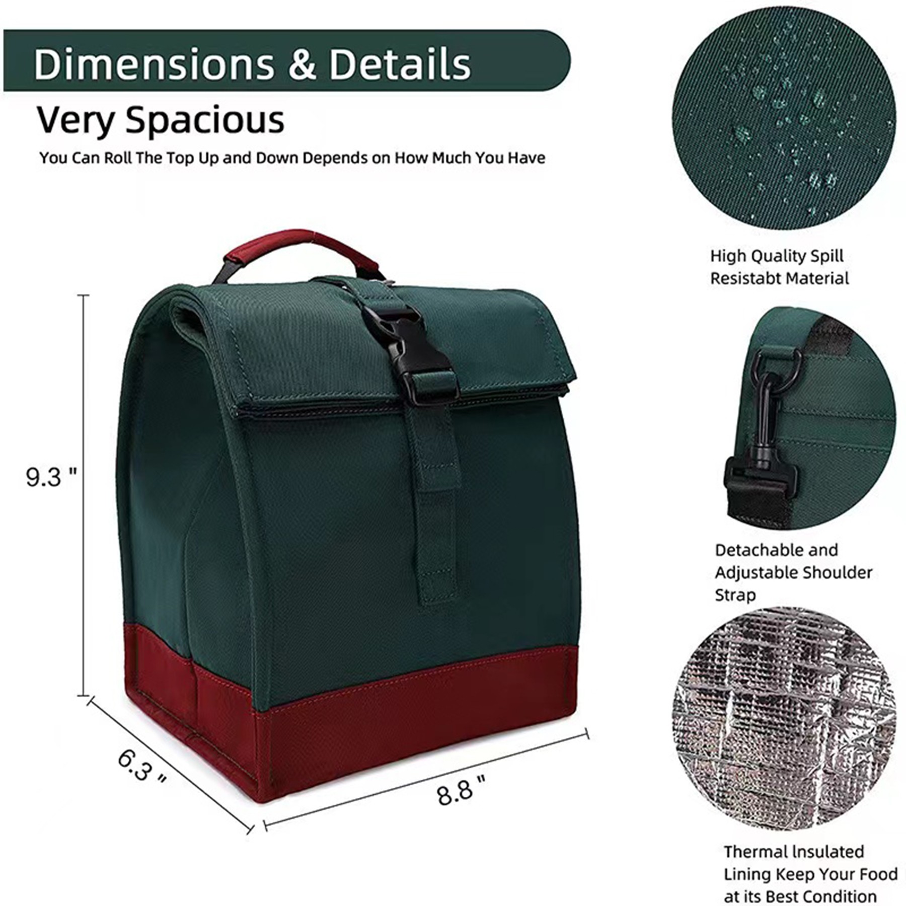 Insulated Lunch Bag Rolltop 1