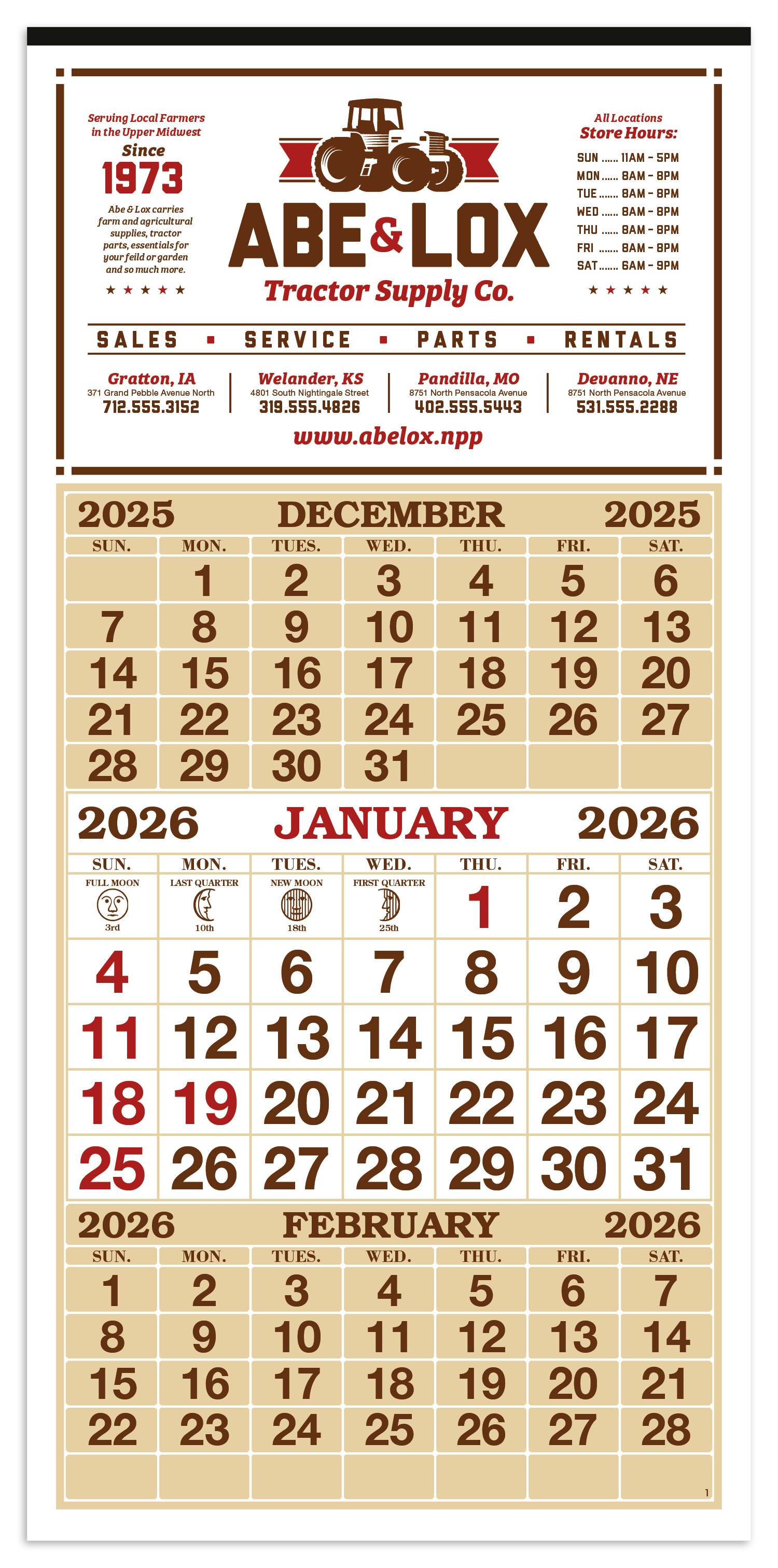 Skinner & Kennedy® 3-Month Display 12-Sheet Calendar 9