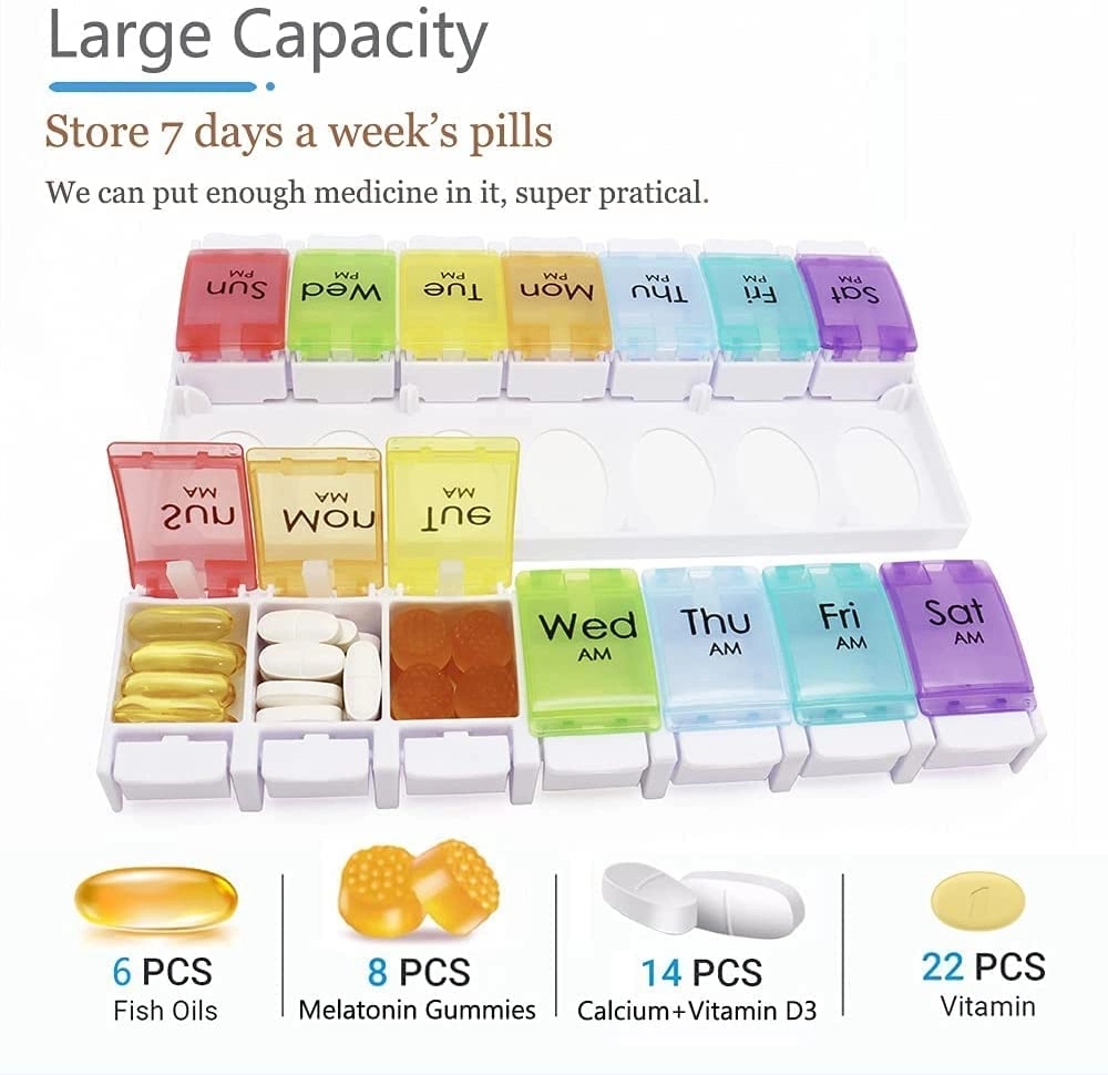 Rainbow Morning And Evening Pill Case 14 Dividers 5