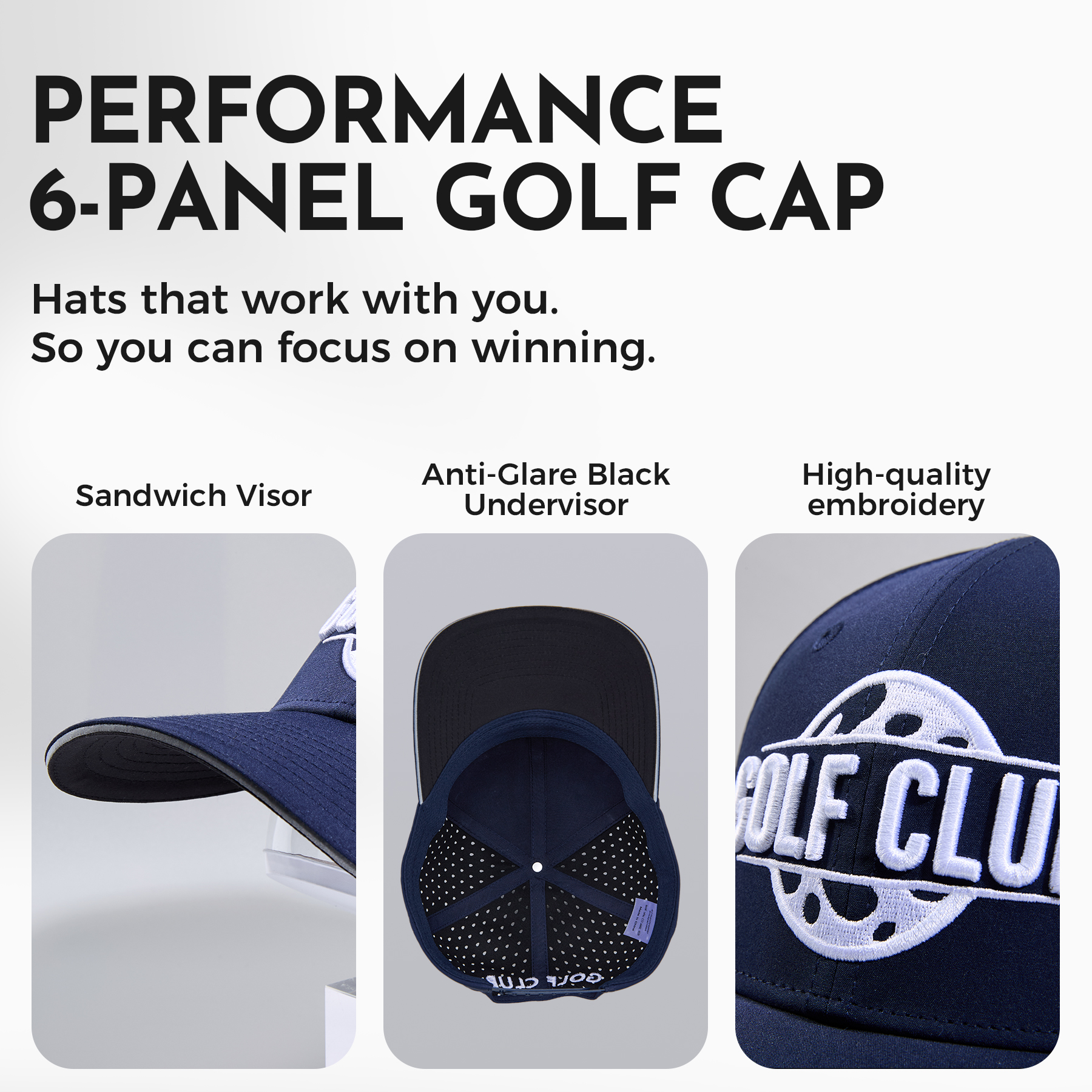 6 Panel Structured Laser-Cut Mesh Golf Cap 7