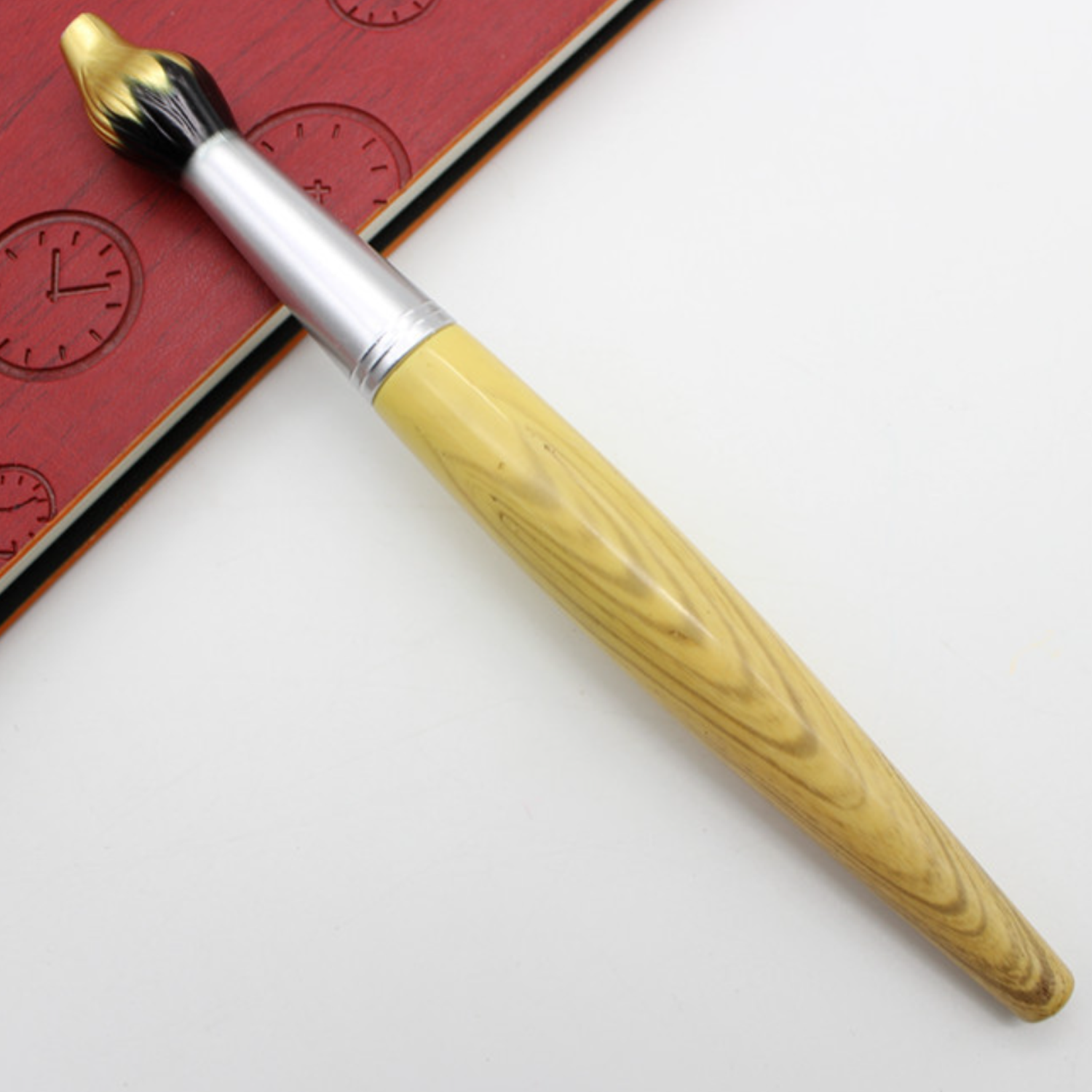 Plastic Rotary Advertising Pen Mimics Wood Grain 4