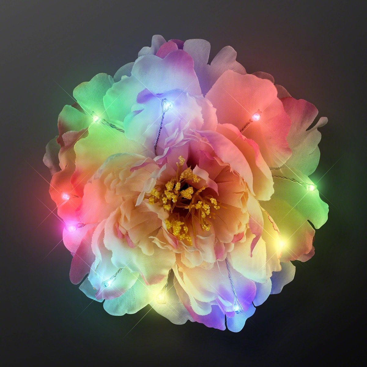Gorgeous Color Change Hair Flowers, Sparkling Light Clips 2