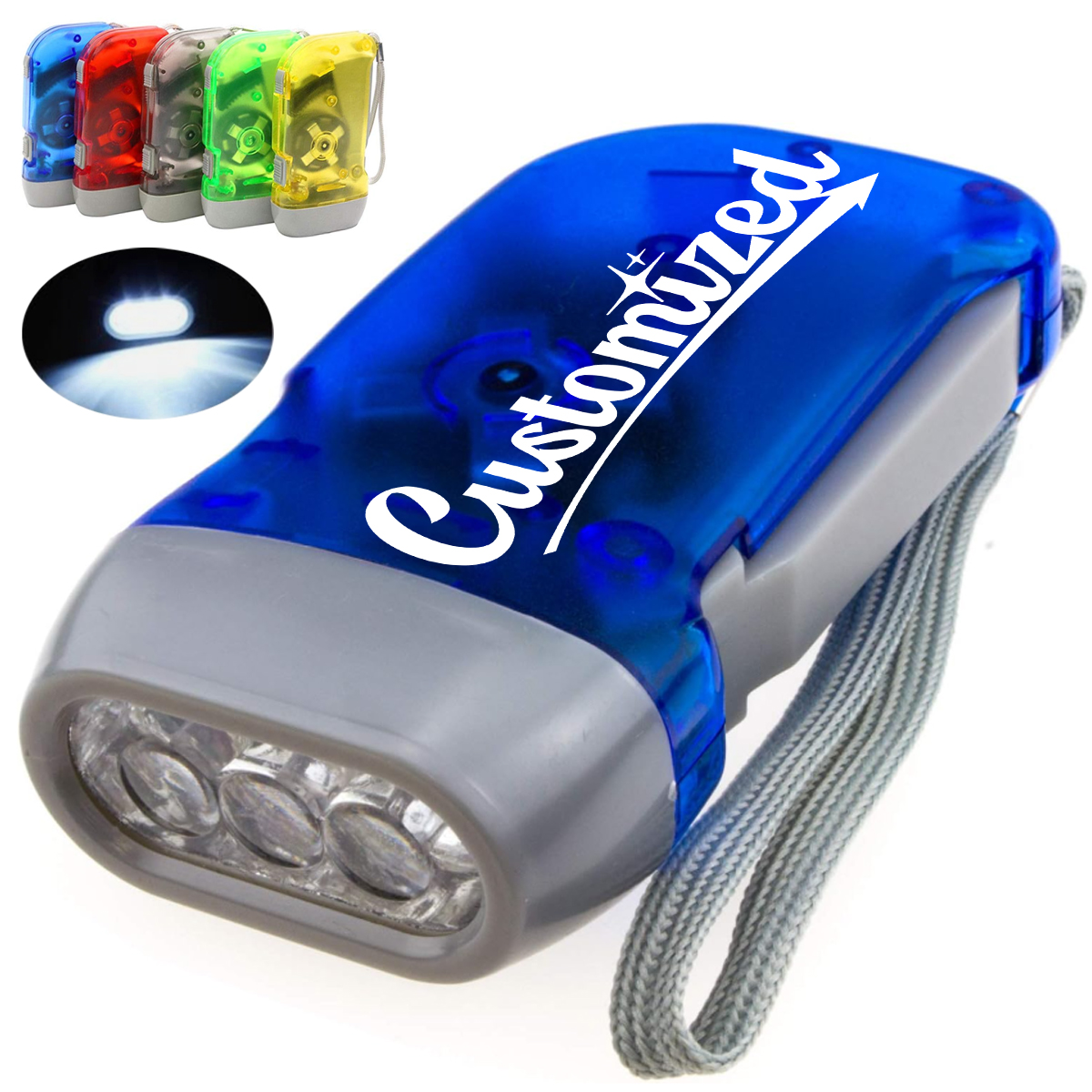 Hand Crank LED Flashlight with Dynamo Power 7