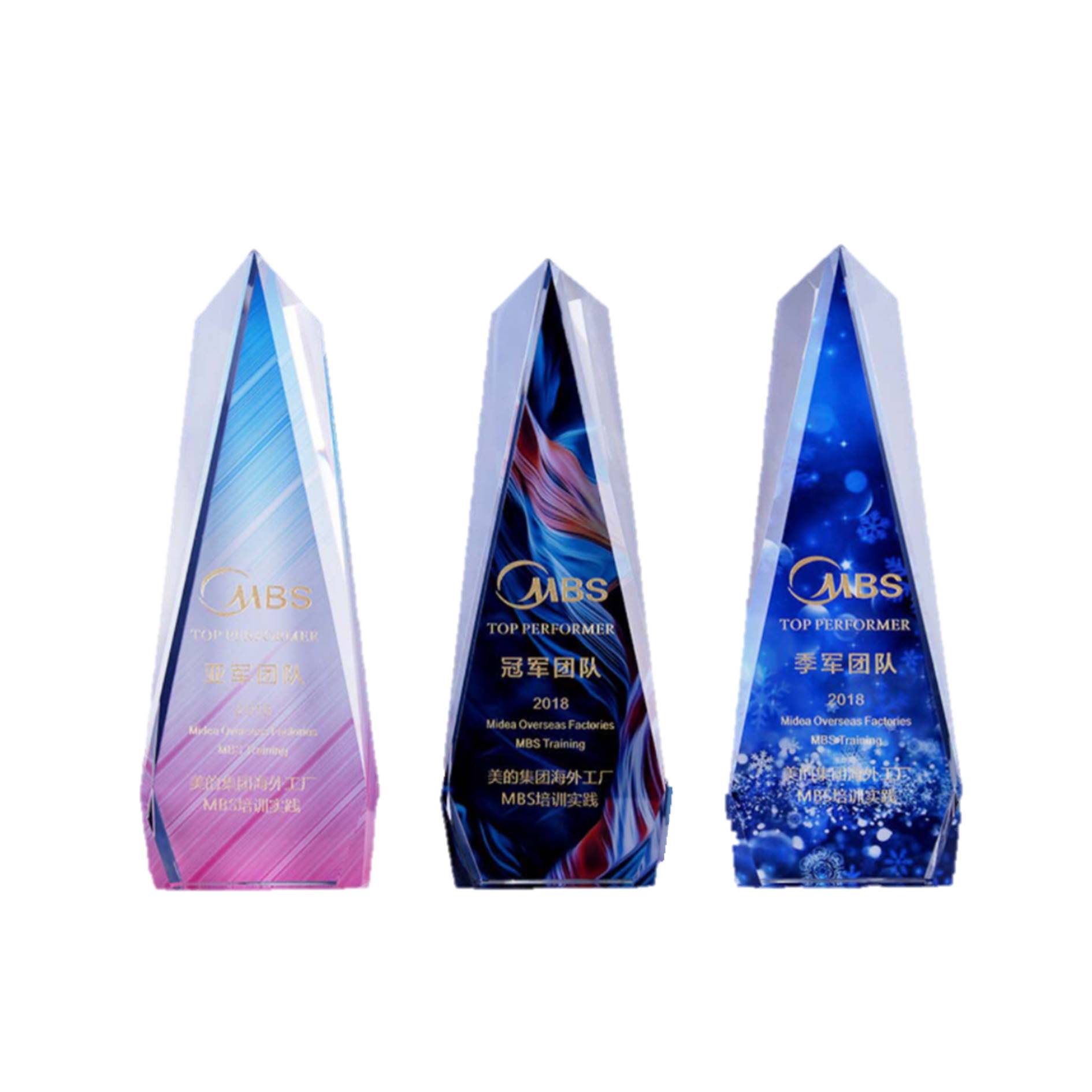 Creative Triangle Shape Custom Design Crystal Trophy 2