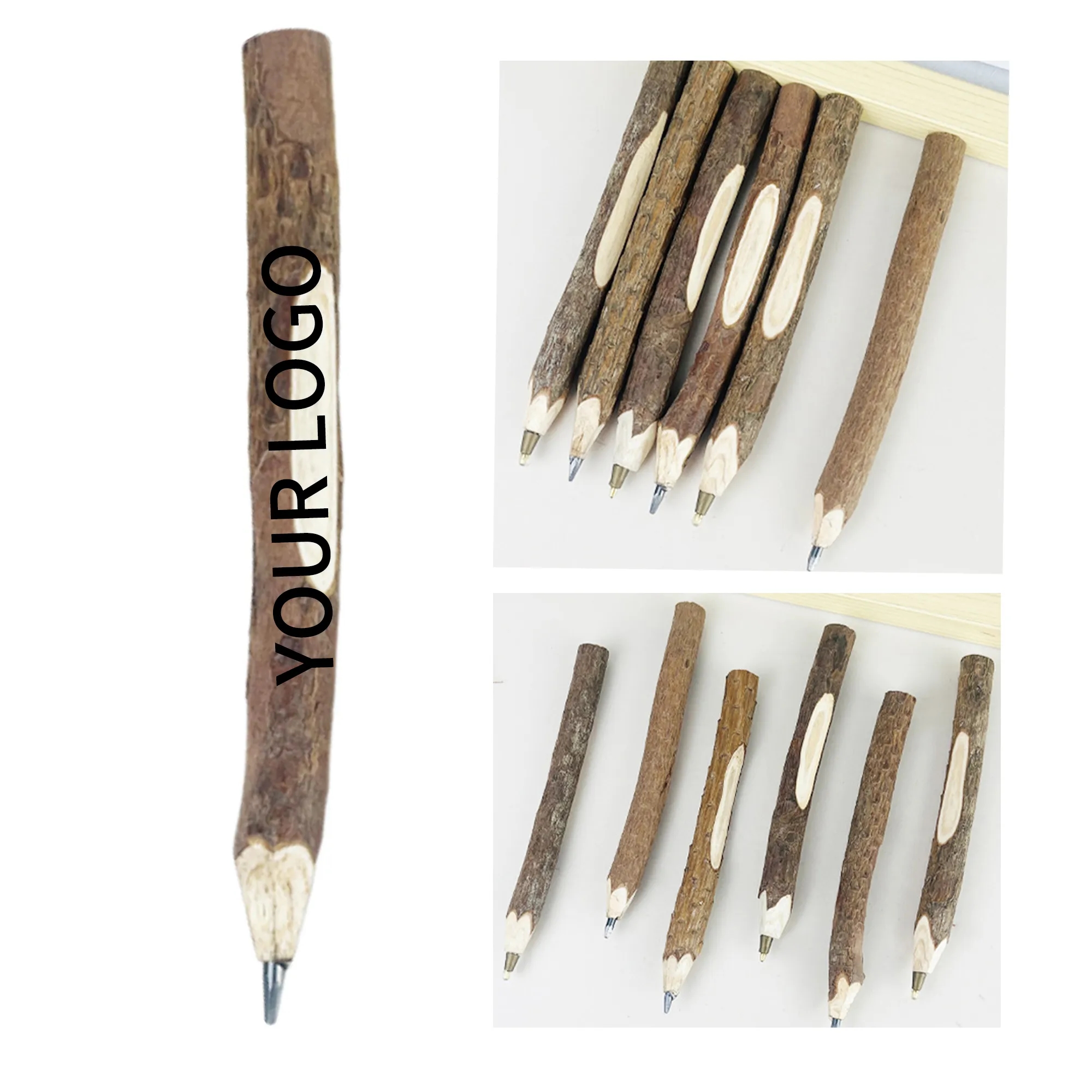 Natural Bark Pen and Pencil Lightweight 5.1 Inch Design 3