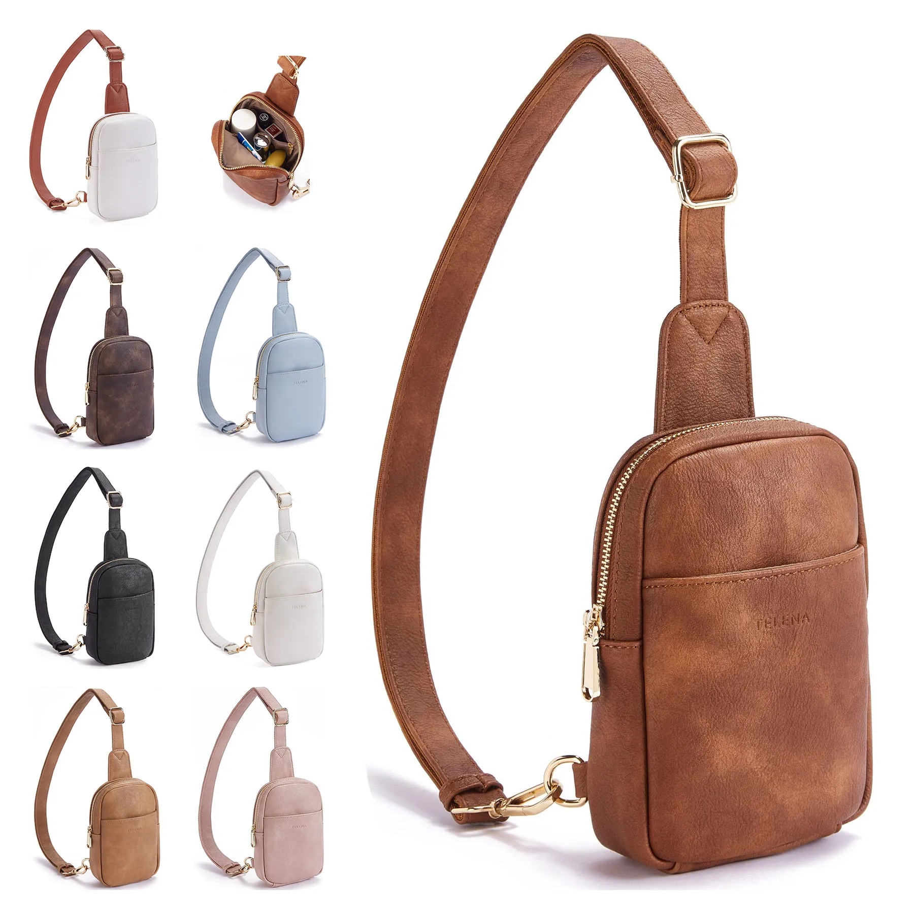 Leather Crossbody Fanny Packs Chest Bag 6