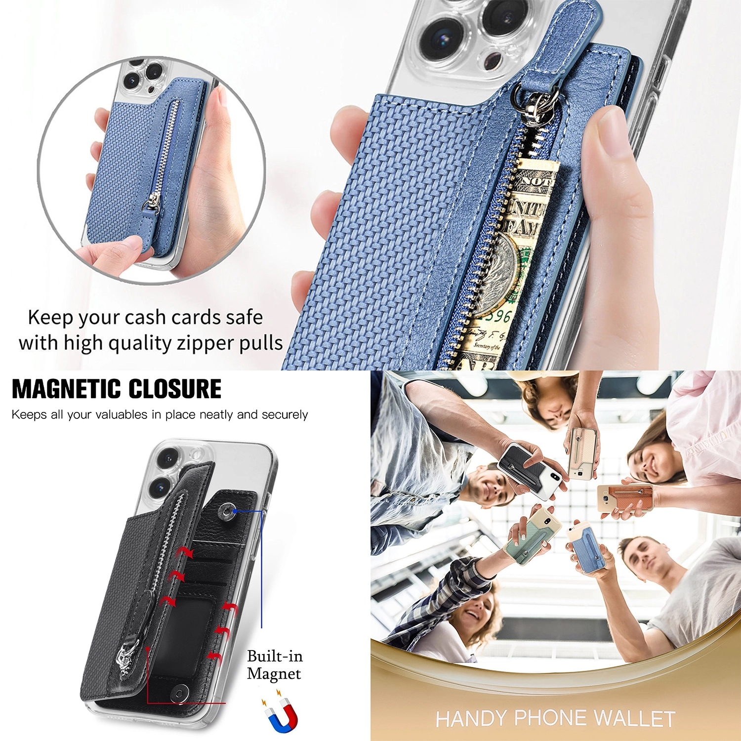 PU Leather Phone Flip Card Holder 6