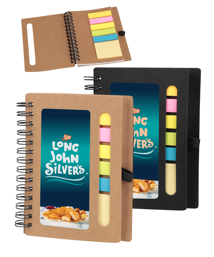 Union Printed - 3x5 - Craft Spiral Sticky Notes Jotter - Notebook with Pen Loop - Full Color Print 1