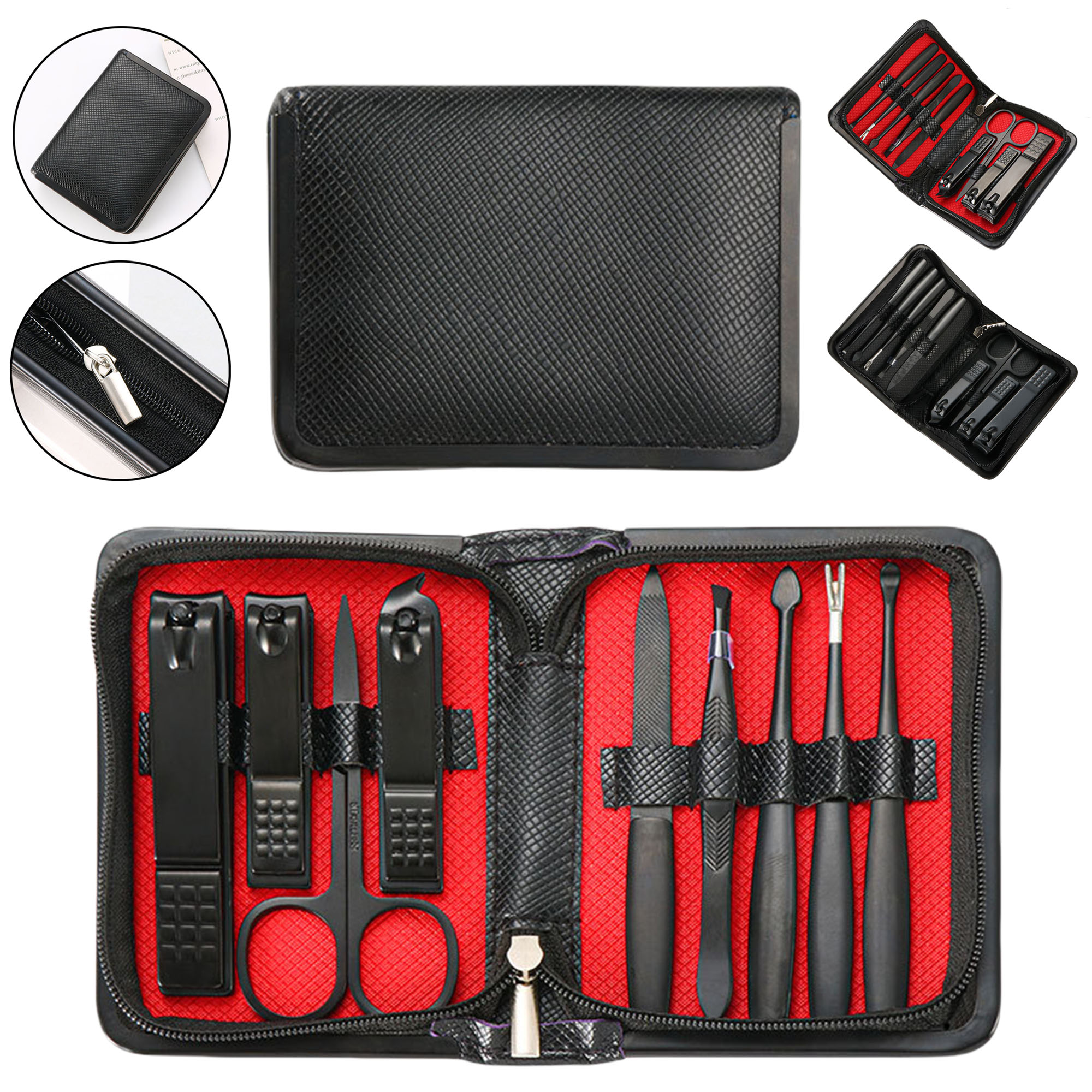 9-Piece Stainless Steel Black Nail Clipper Set, 3
