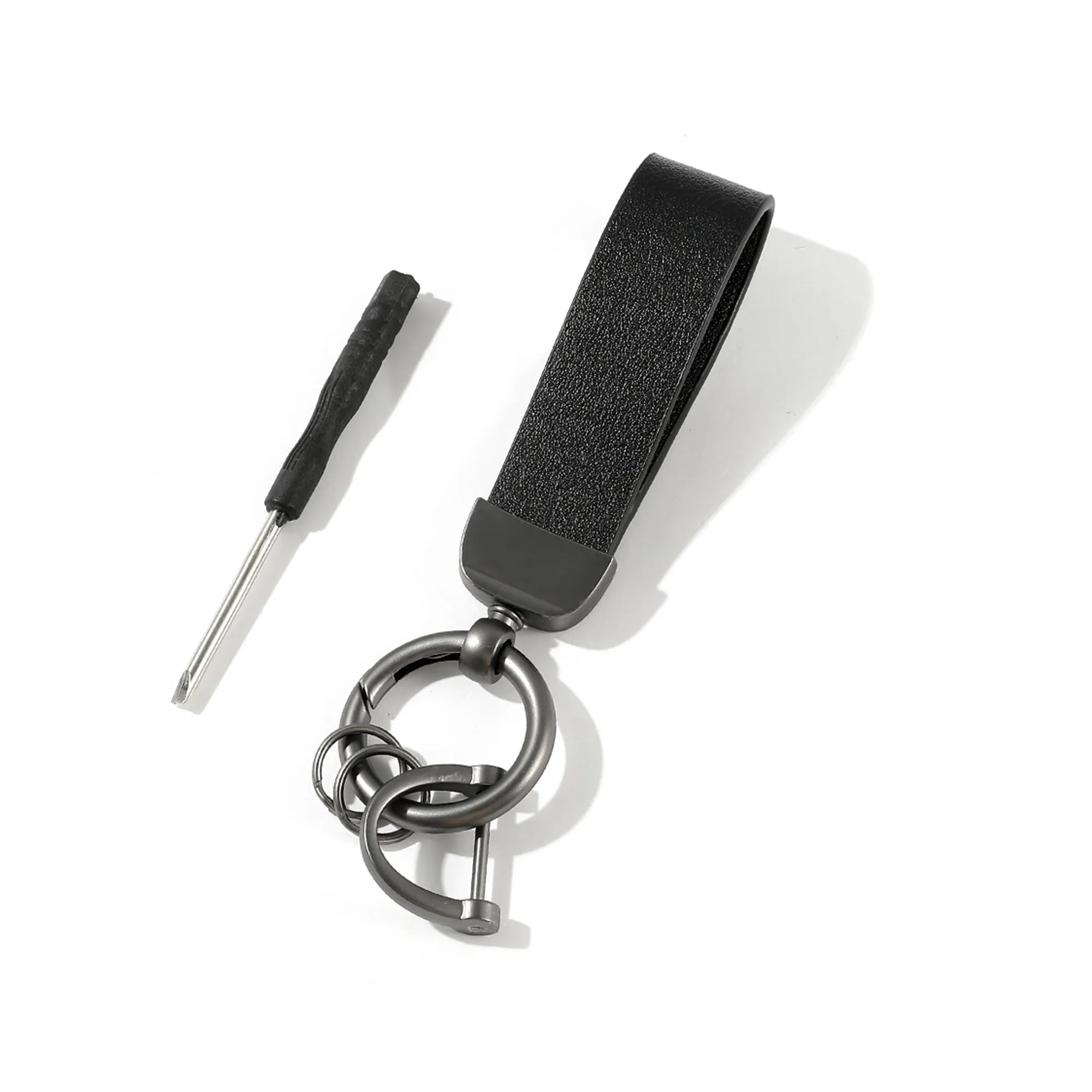 MOQ50 PU Leather Zinc Alloy Keychain With Screwdriver 3