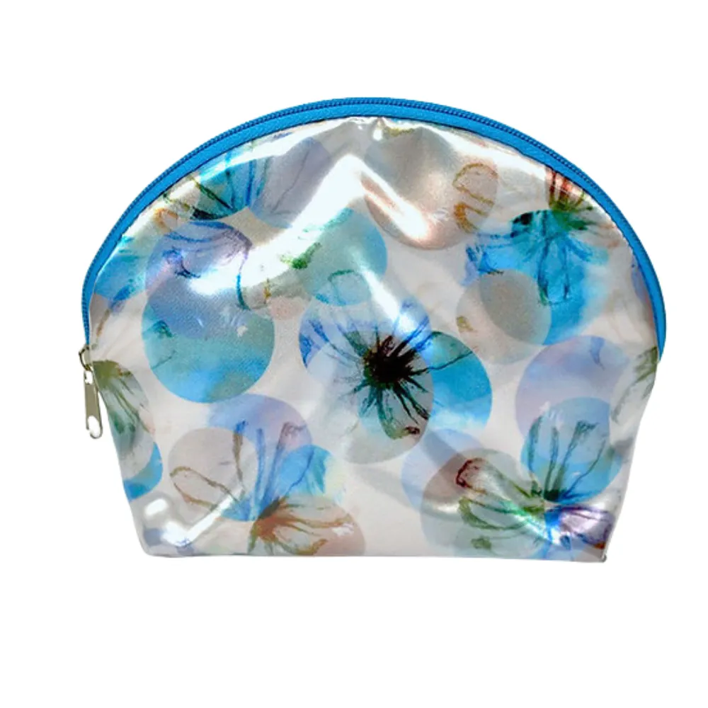 Half Moon Cosmetic Pouch with Clear Vinyl Overlay 2
