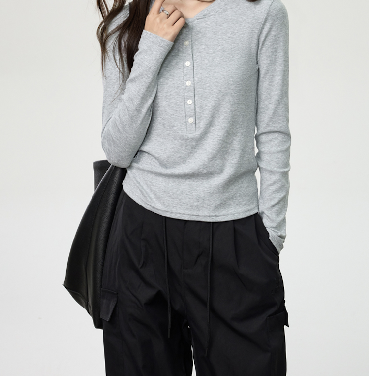 Women Long Sleeve Button Up RibbedBlouses 4