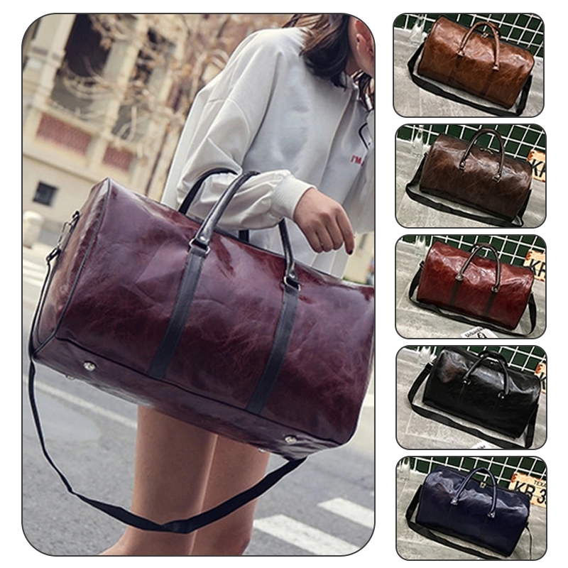 PU Leather Retro Sport Gym Duffle Travel Bag 3