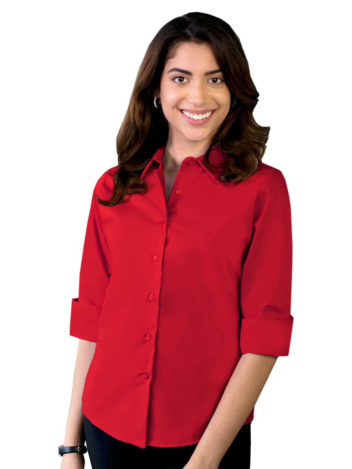 Blue Generation - Women's Pocketless 3/4-Sleeve Stretch Poplin Shirt 19