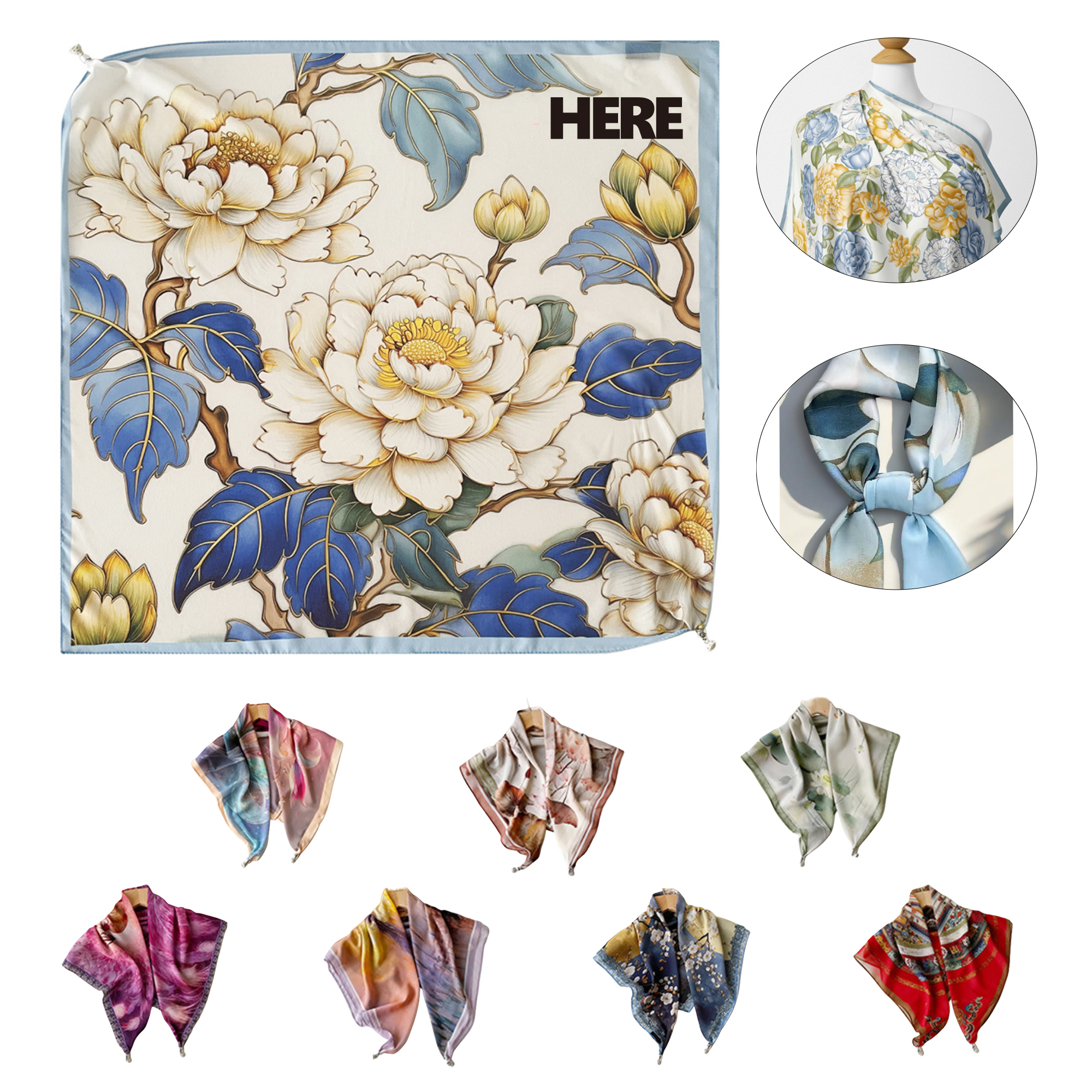 Colorful Silk Scarf with Magnetic Closure 2