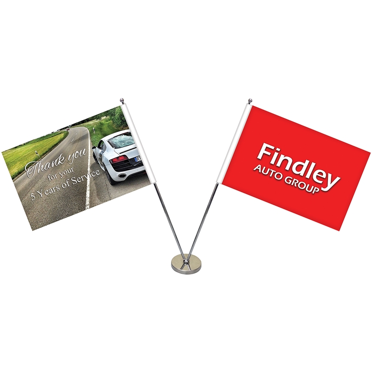 11-19.7" Metal Telescopic Flagpole with Two Single Reverse Flags 1