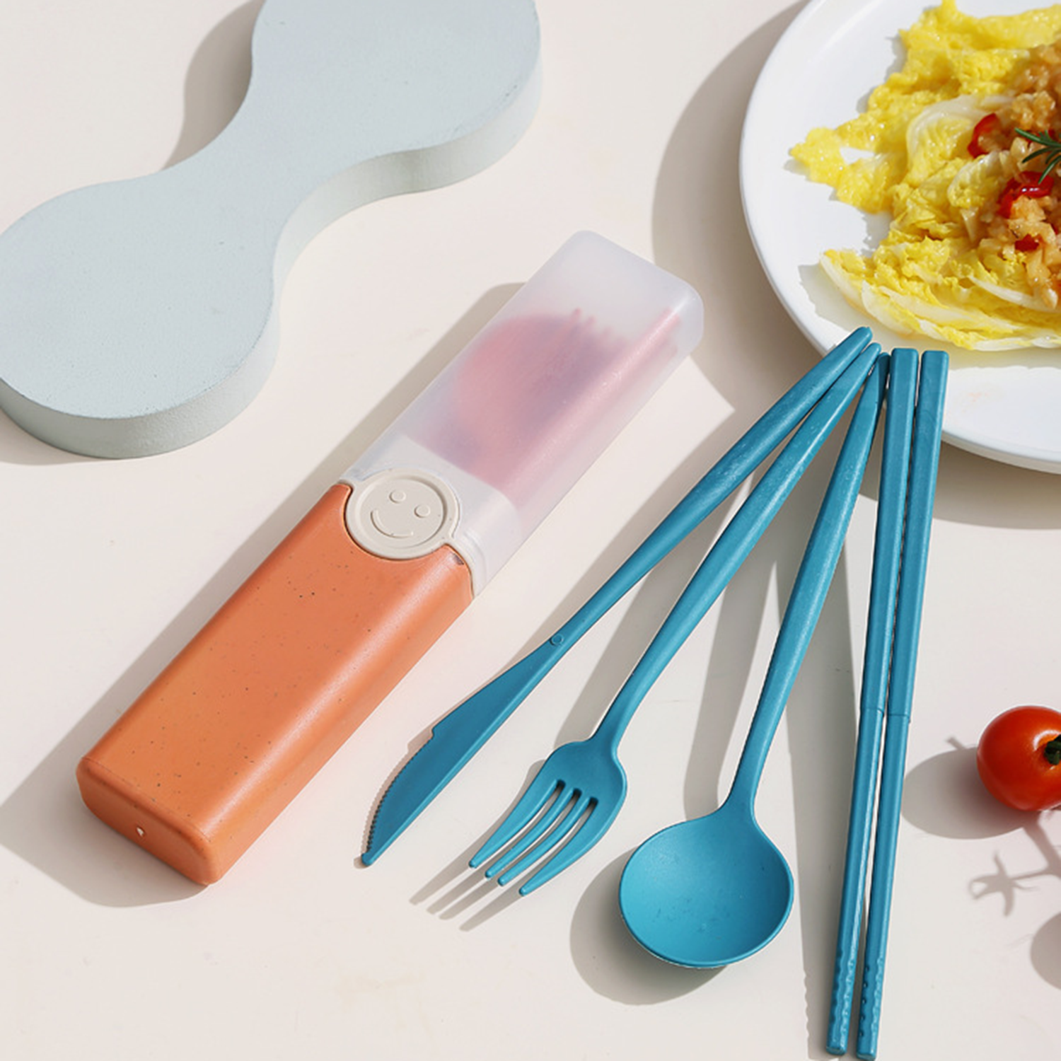 Wheat Straw 4 Pcs Cutlery Set With Box 4