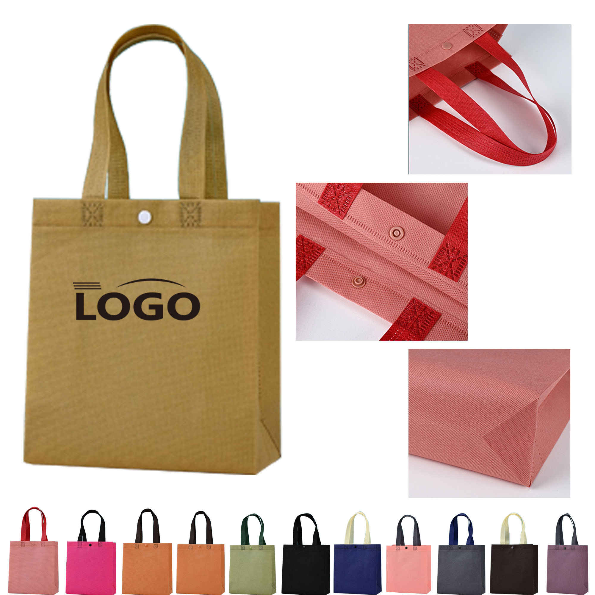Thickened Bon-Woven Tote Bags With Button Customized Logo 3