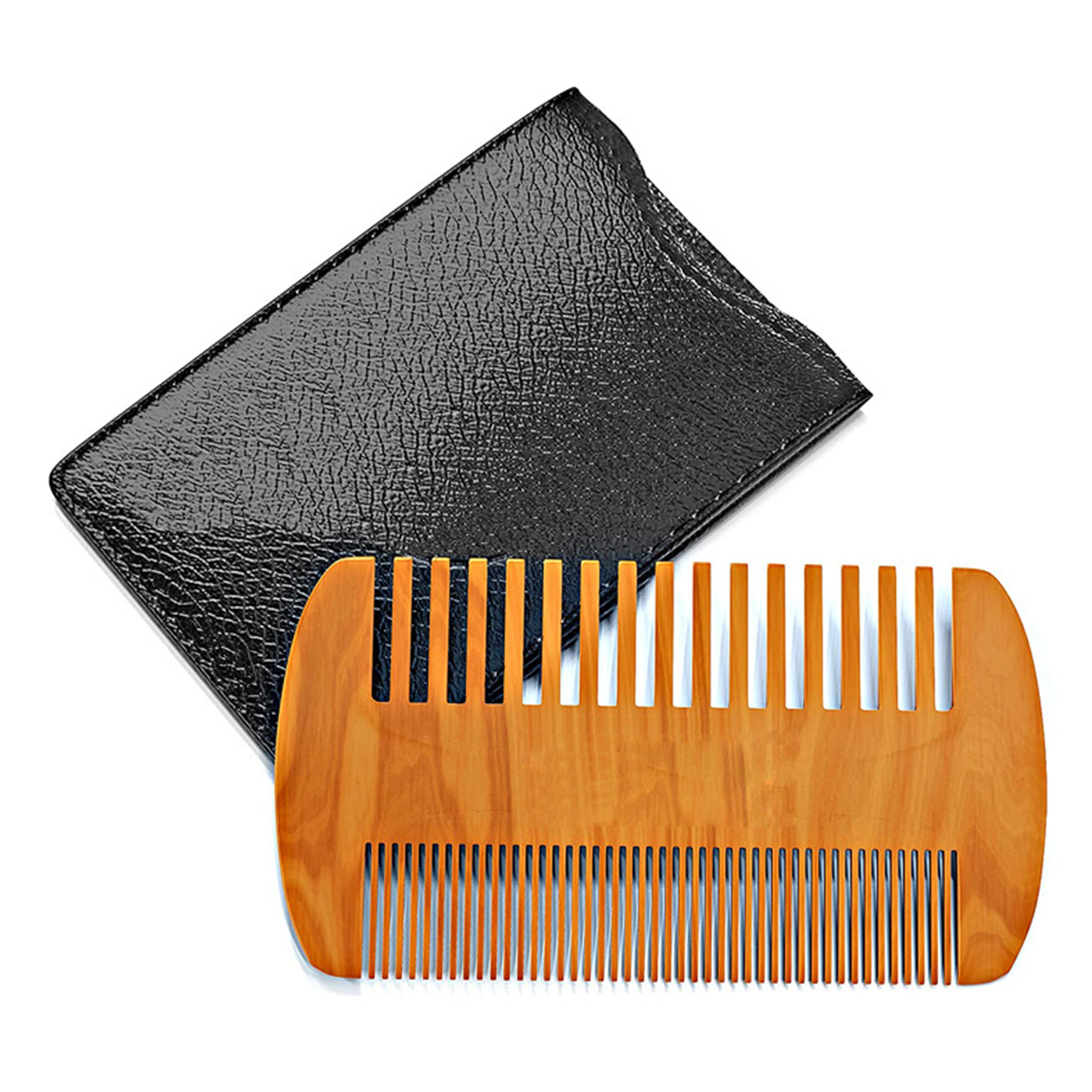 Wooden Beard Comb With Leather Case 2
