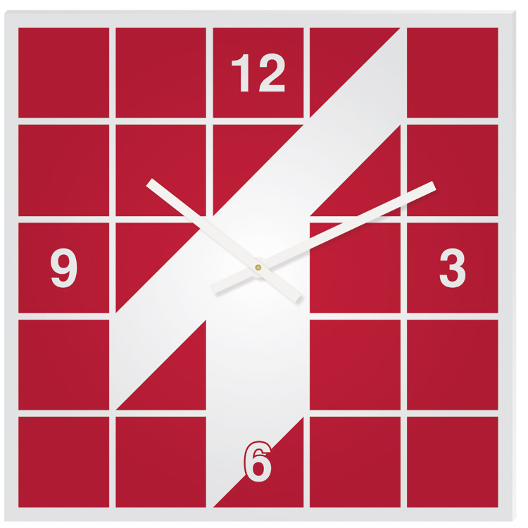White Acrylic Square Clock (11 3/4"x 11 3/4") Full Colour Imprint 1