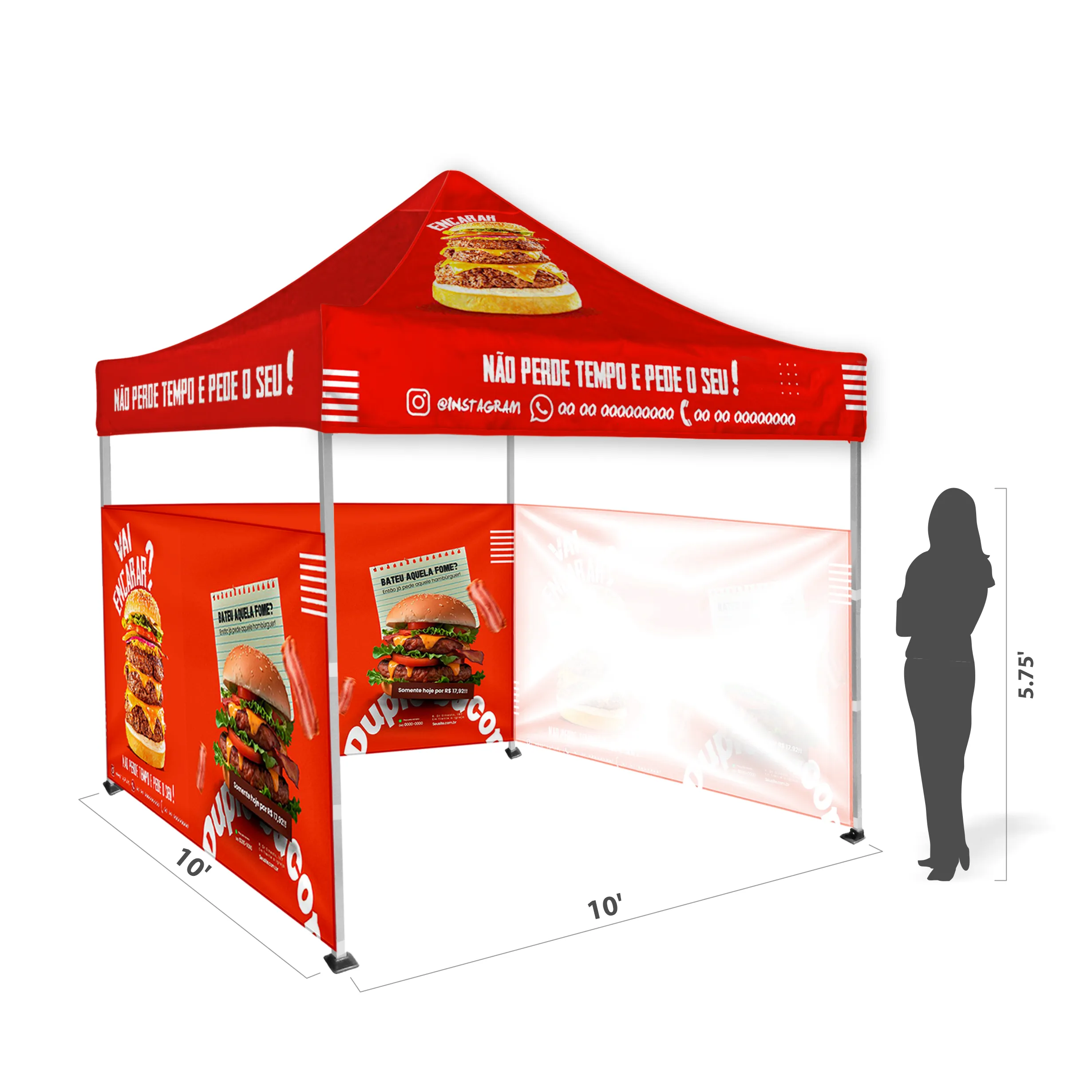 10'x10' Tent Canopy with frame and three half wall 8