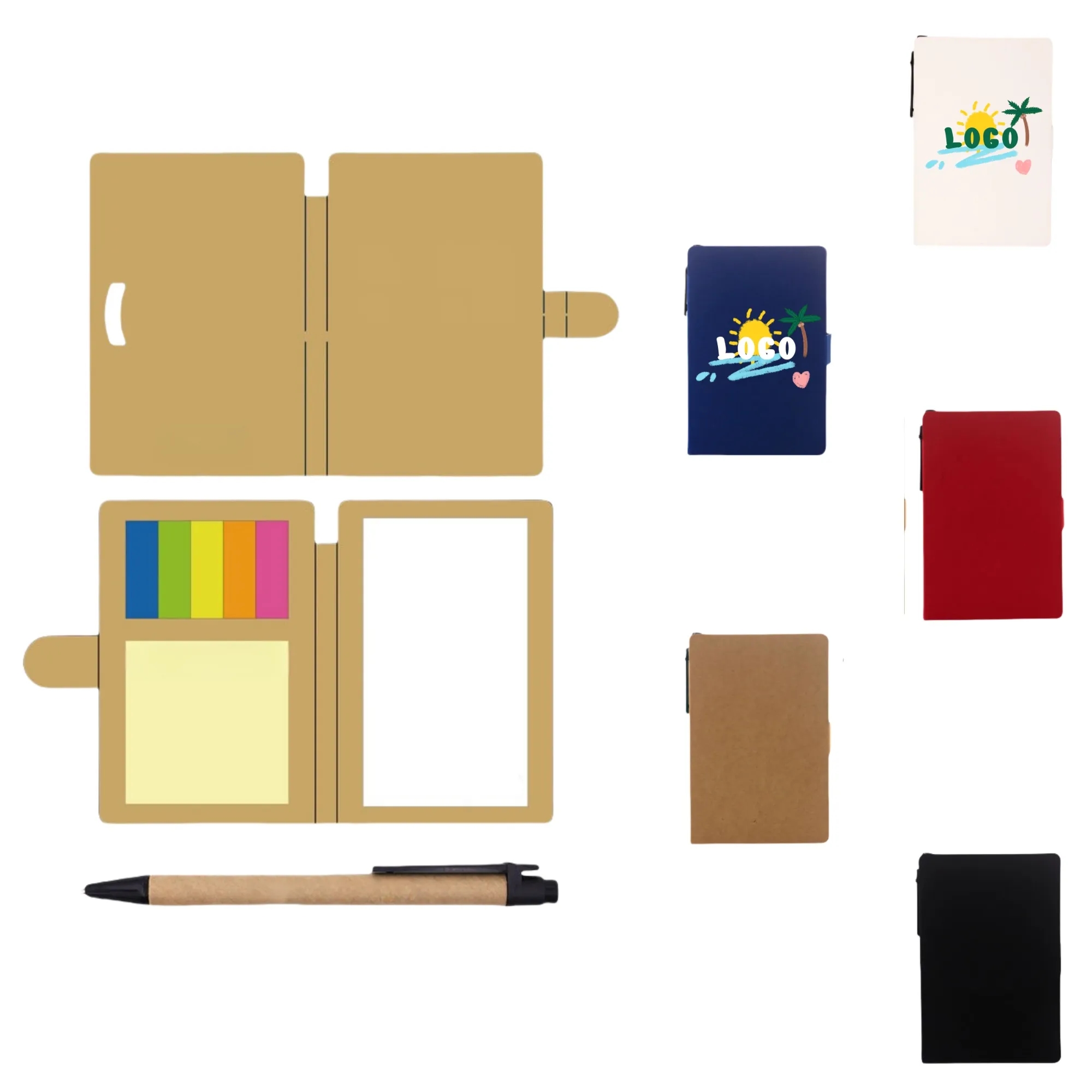 Kraft Paper Notebook With Pen And Colored Labels 7