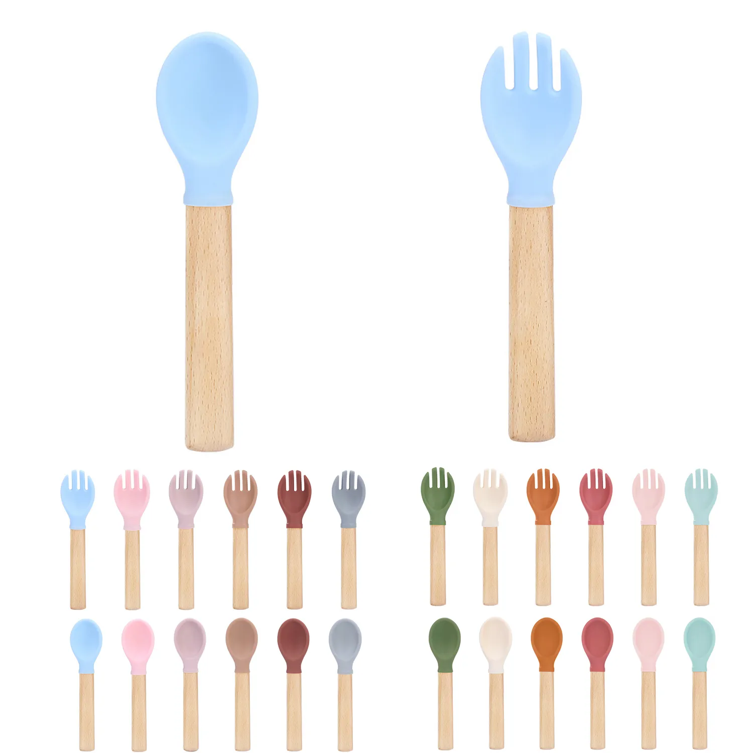 Silicone Spoons-Tips - Toddlers/Baby-Self-Feeding Utensils 5