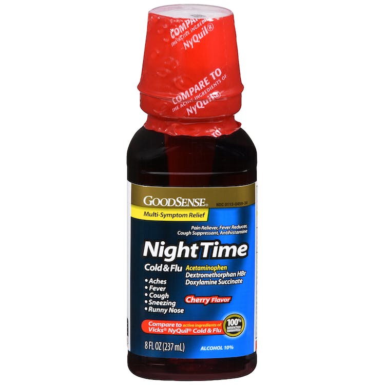Night Time Cold & Flu Medicine - Cherry Flavor 8 oz 2