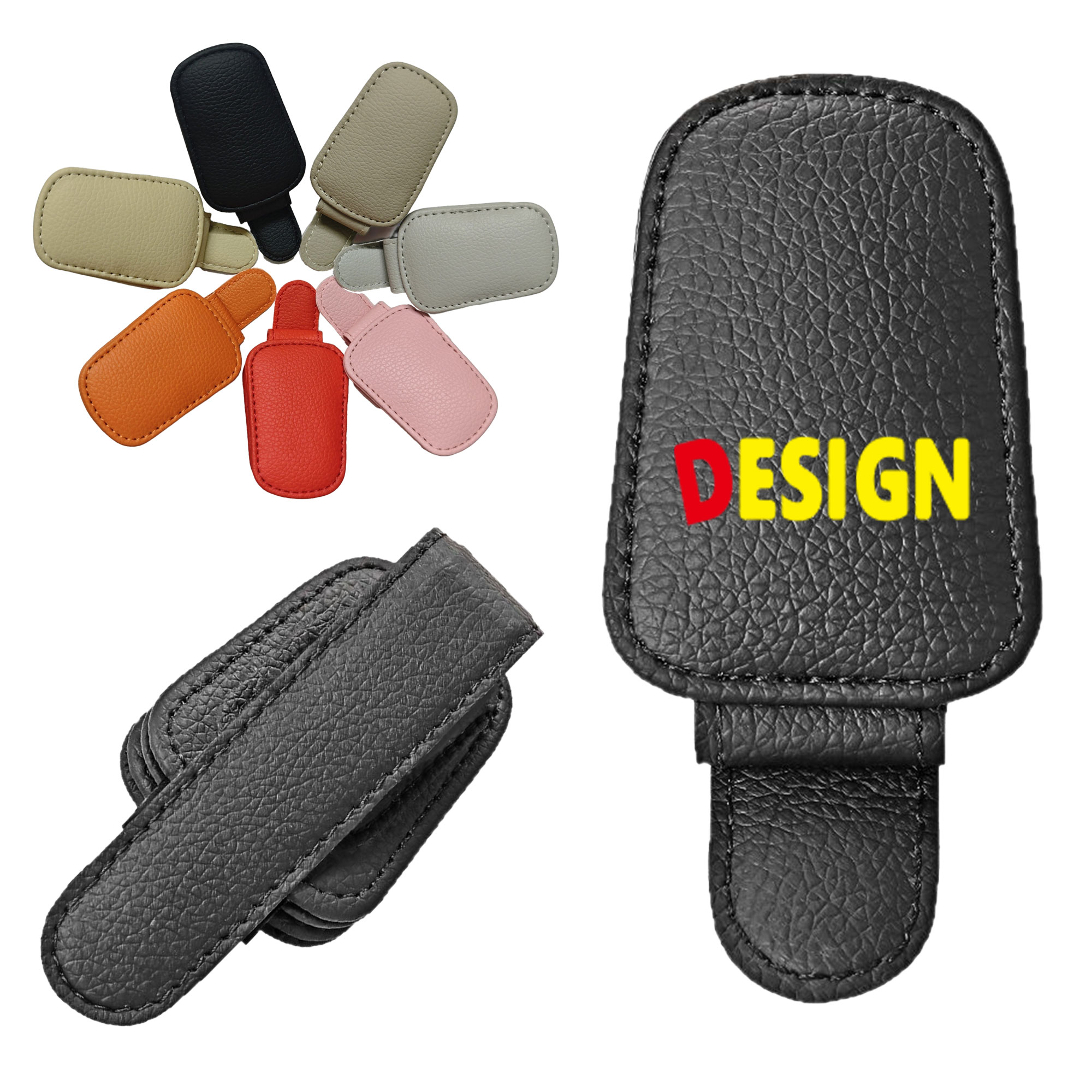 Practical PU Leather Vehicle Eyeglass Clip 4