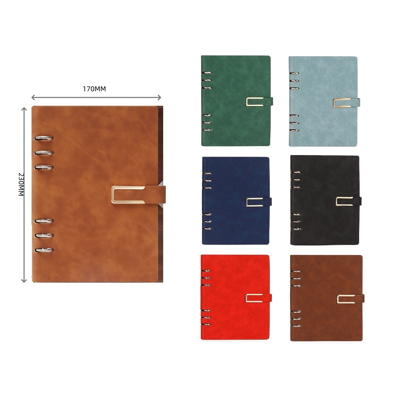 A5 Notebook 6-Ring Binder W/ Magnetic Snap Closure