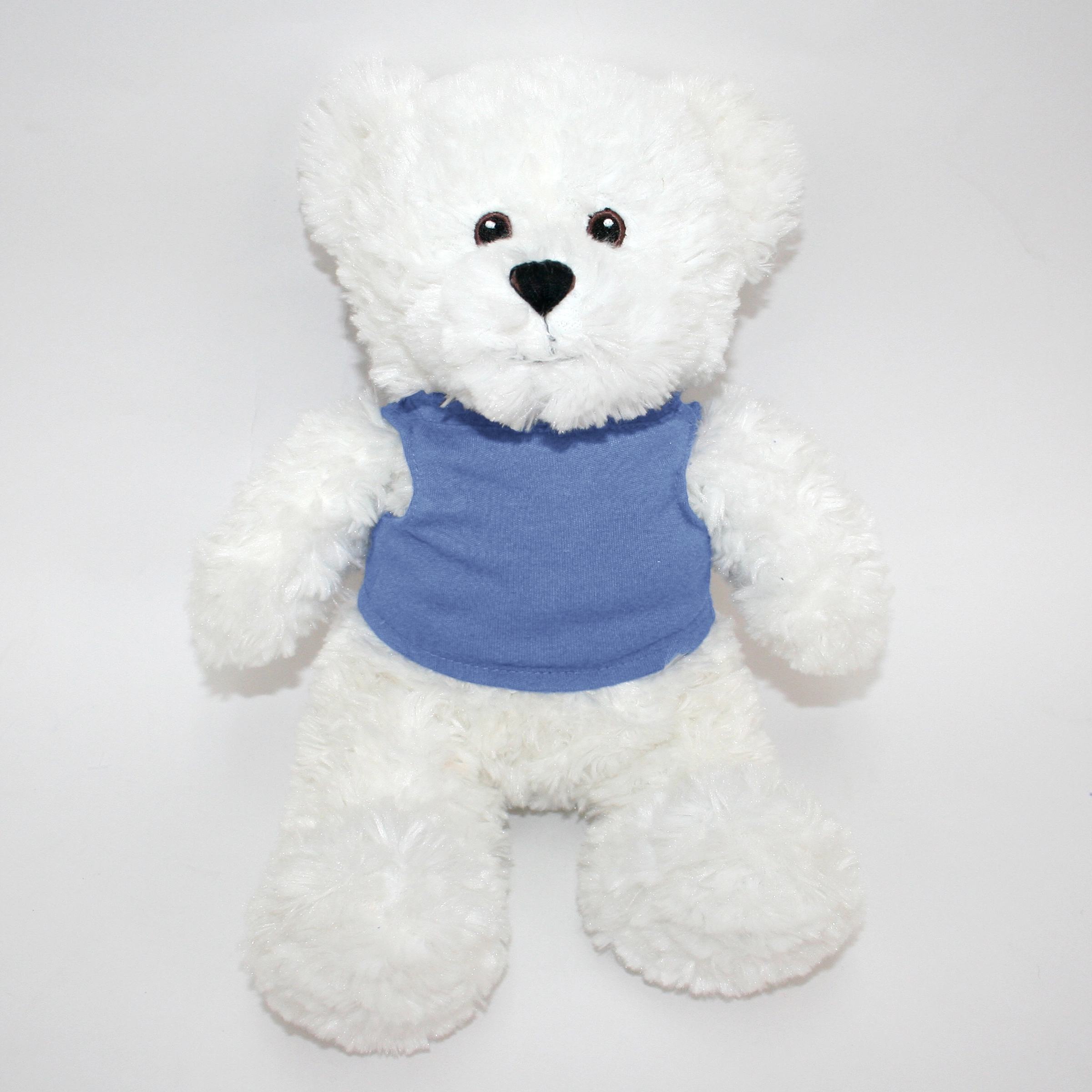 12" White Bear with Embroidered Eyes 15