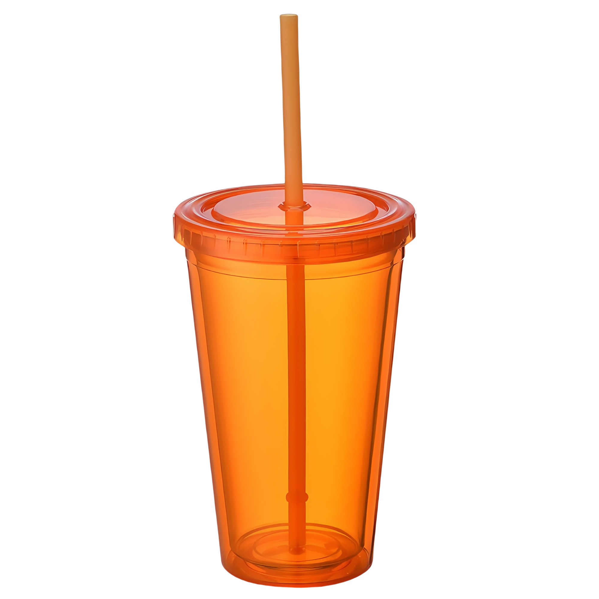 500ml Double Wall Plastic Straw Cup with Lid, custom plastic cup with logo imprint 2