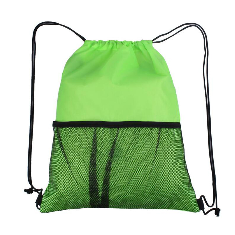 Mesh Pocket Polyester Cinch Bag 3