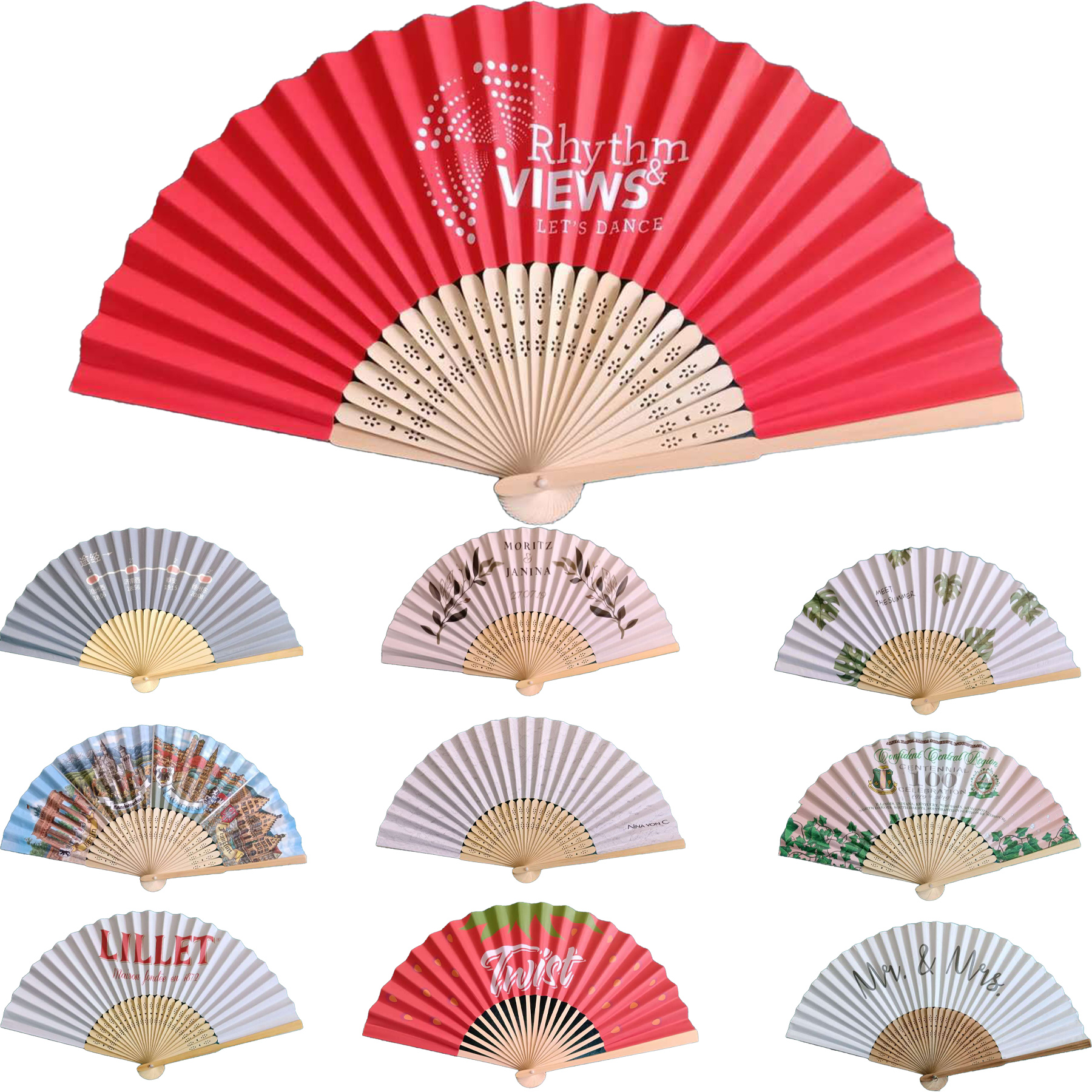 Folding Hand Fan With Bamboo Rib 2