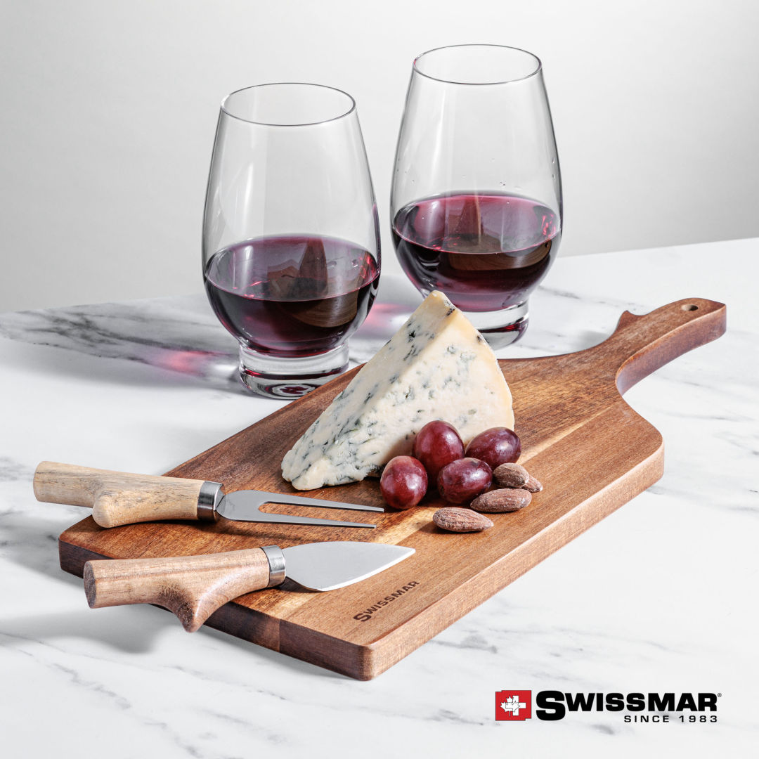 Swissmar® Paddle Board & 2 Glenarden Stemless Wine 4